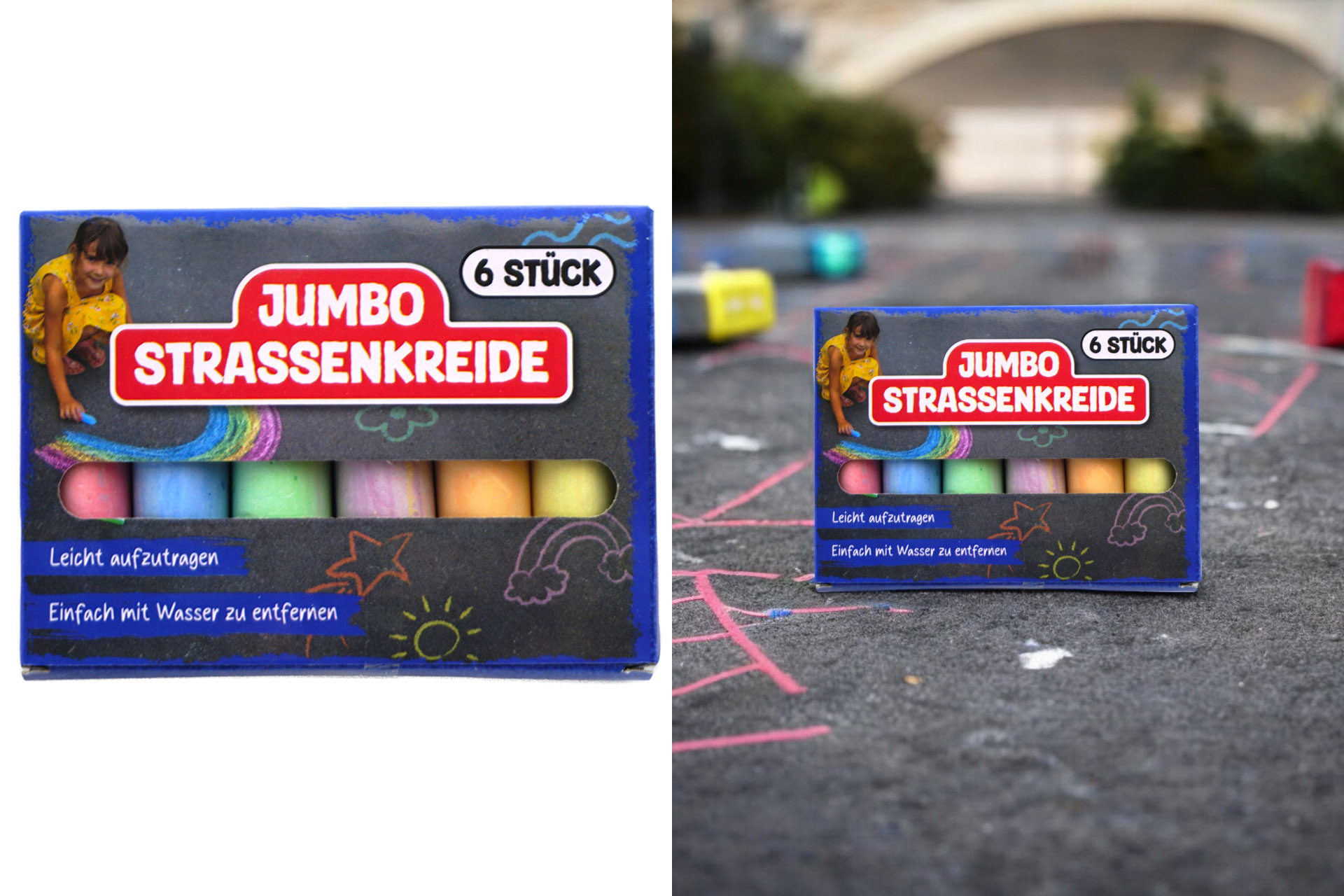 Street chalk Jumbo 10cm Ø 2.4cm, 6 pieces