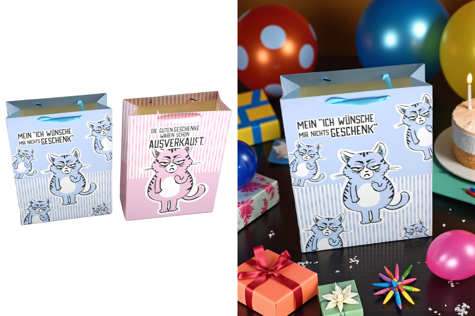 Geschenktüte "Miesekatze", 30x40x12cm, 2 Designs