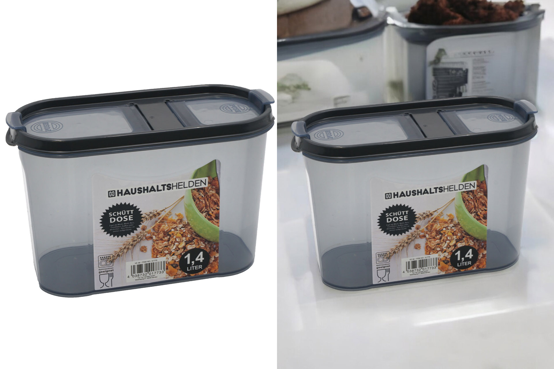 Frischhaltebox Schüttdose, 1,4 Liter, grau