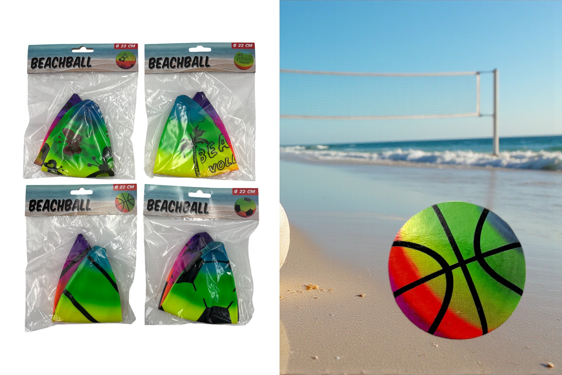 Beachball 4 Designs, Ø 22cm
