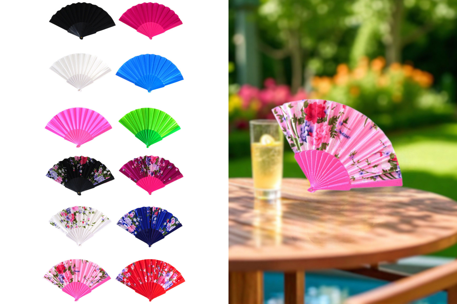 Fächer Stoff, 23cm, 12 Designs