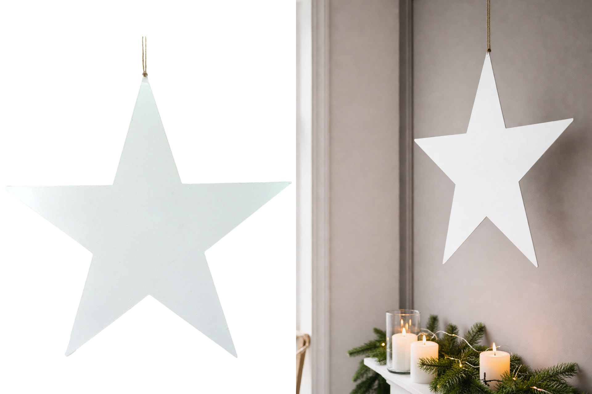 Stern Metall zum hängen, weiß, D:50cm