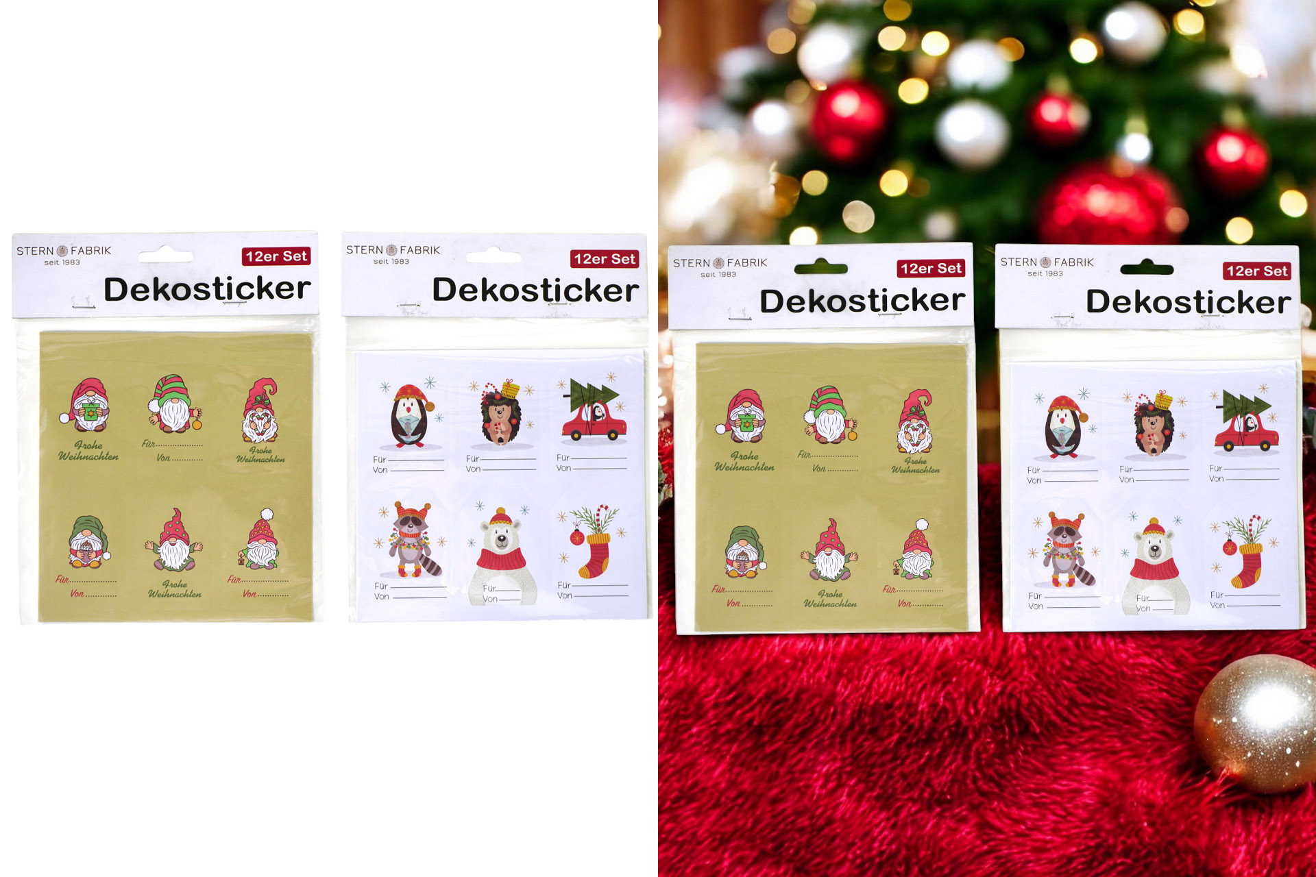 Weihnachtsdeko Sticker "Weihnachten", 2x 6 Sticker, 24x17cm, 2 Designs