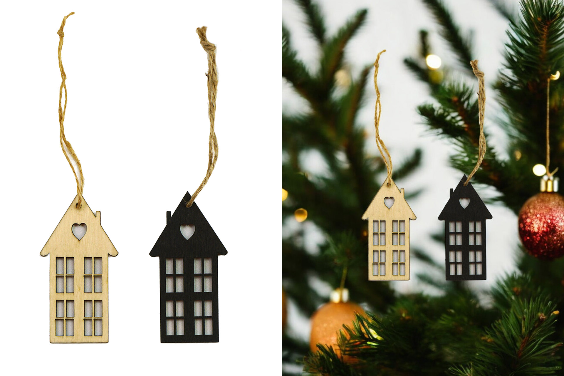 Deko Hänger "Häuser", 2 Farben, 7,6x4cm