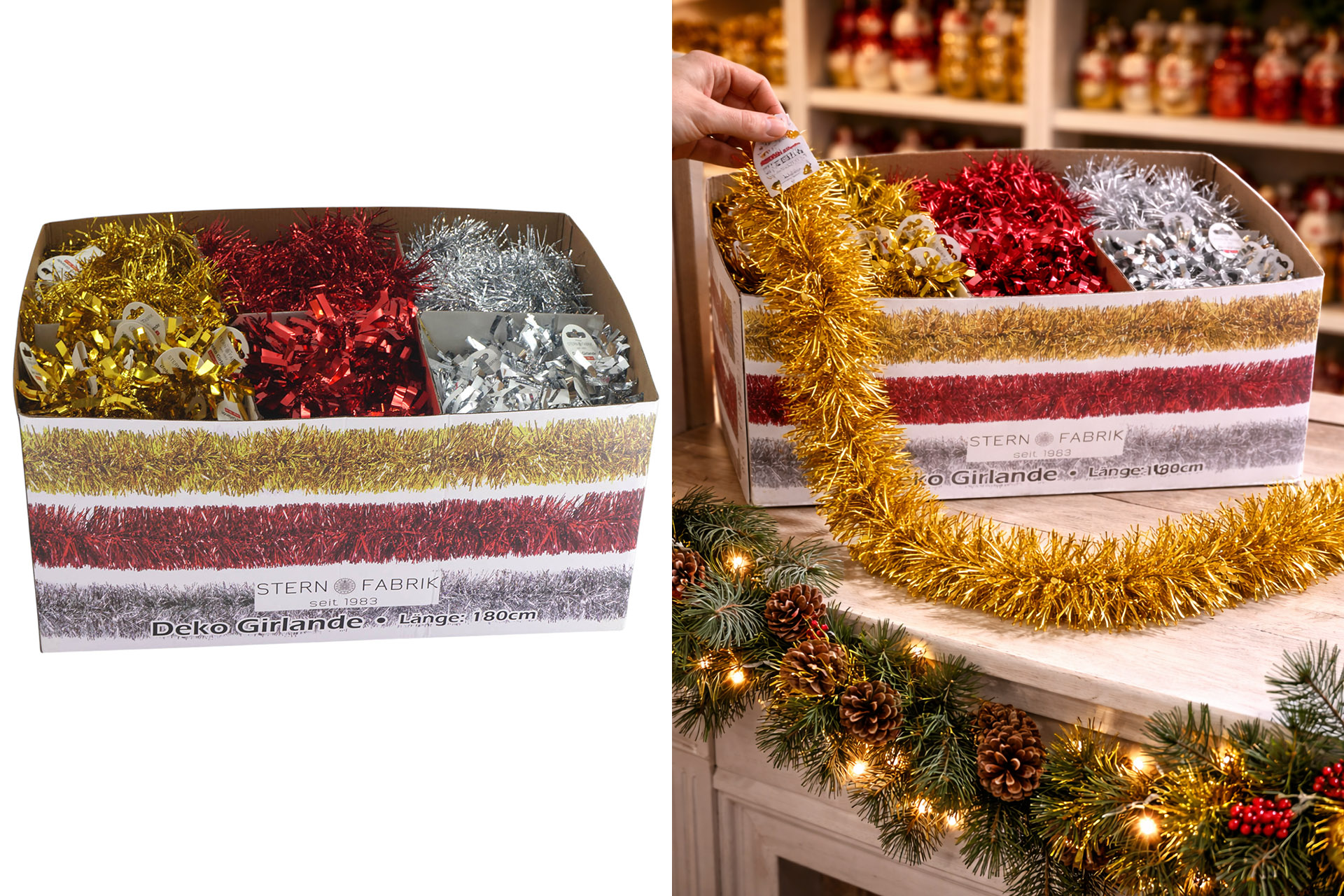 Deko Girlande 180cm, 3 Farben, Display