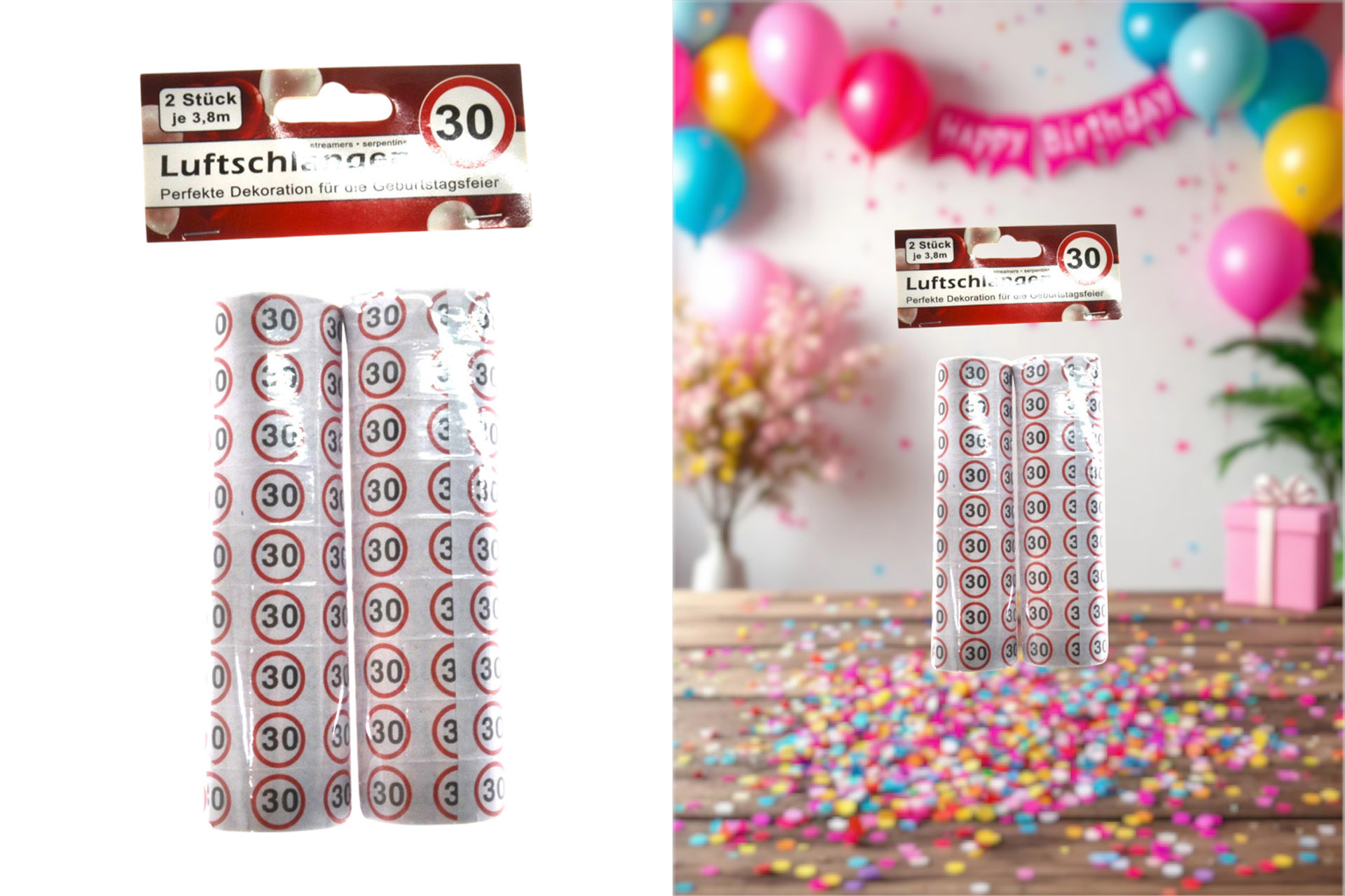 Jubiläums Sortiment Refill für Display Luftschlangen 2er "30"