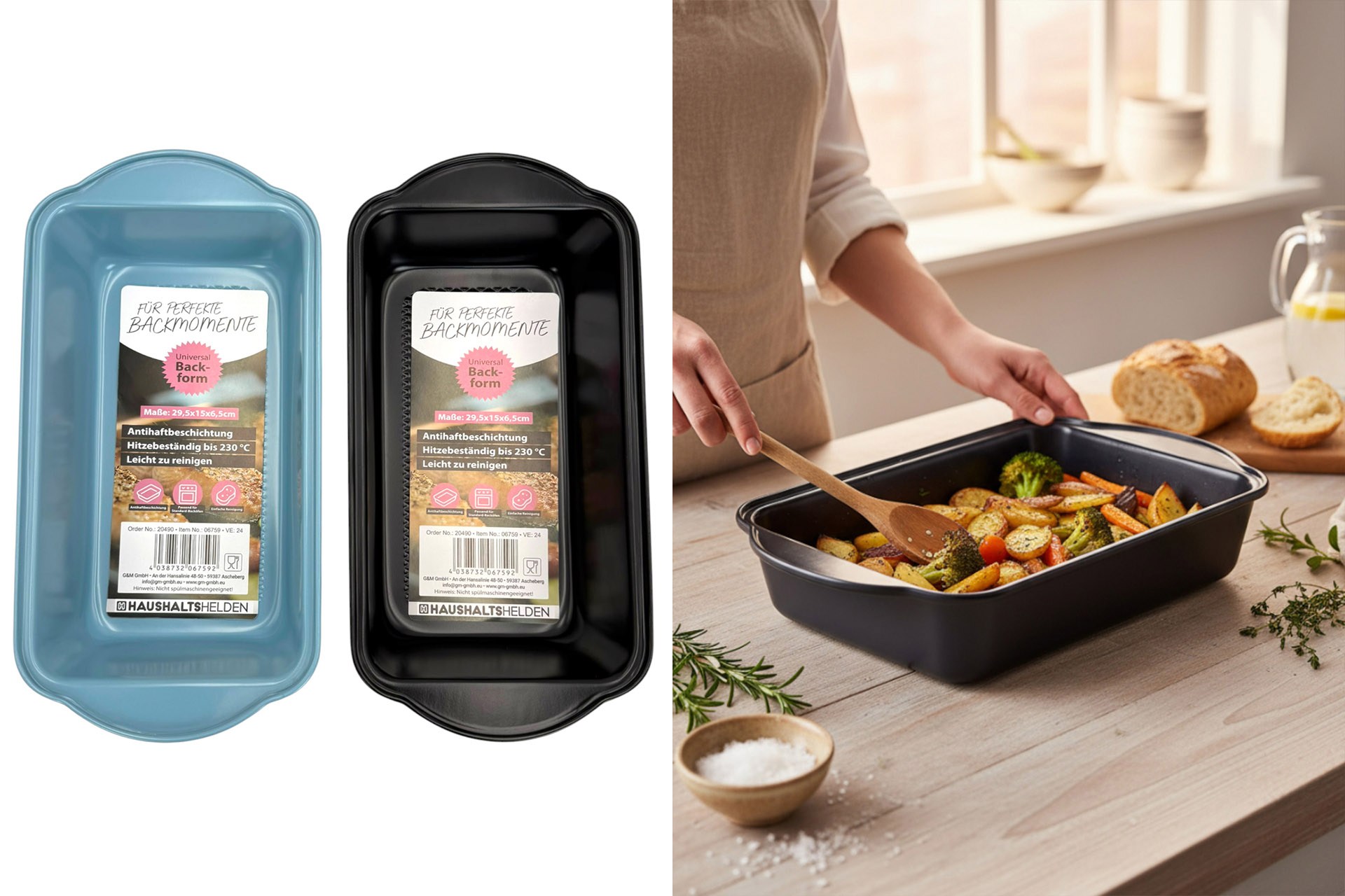 Back-/Kuchenform "Kastenform", 29,5x15x6,5cm, 2 Farben sortiert