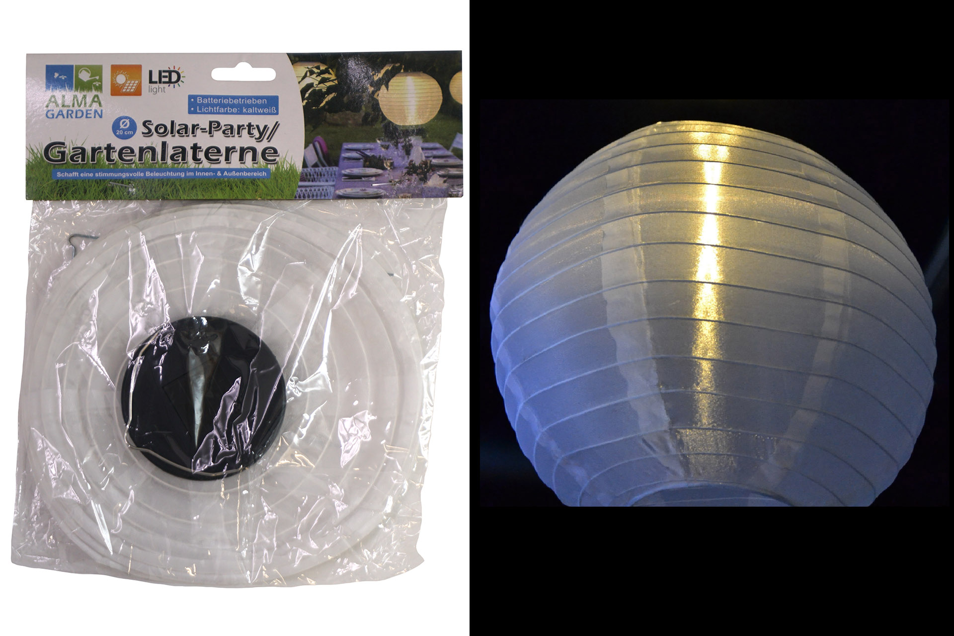 Solar Hänger Lampion Laterne weiß, Ø 20cm