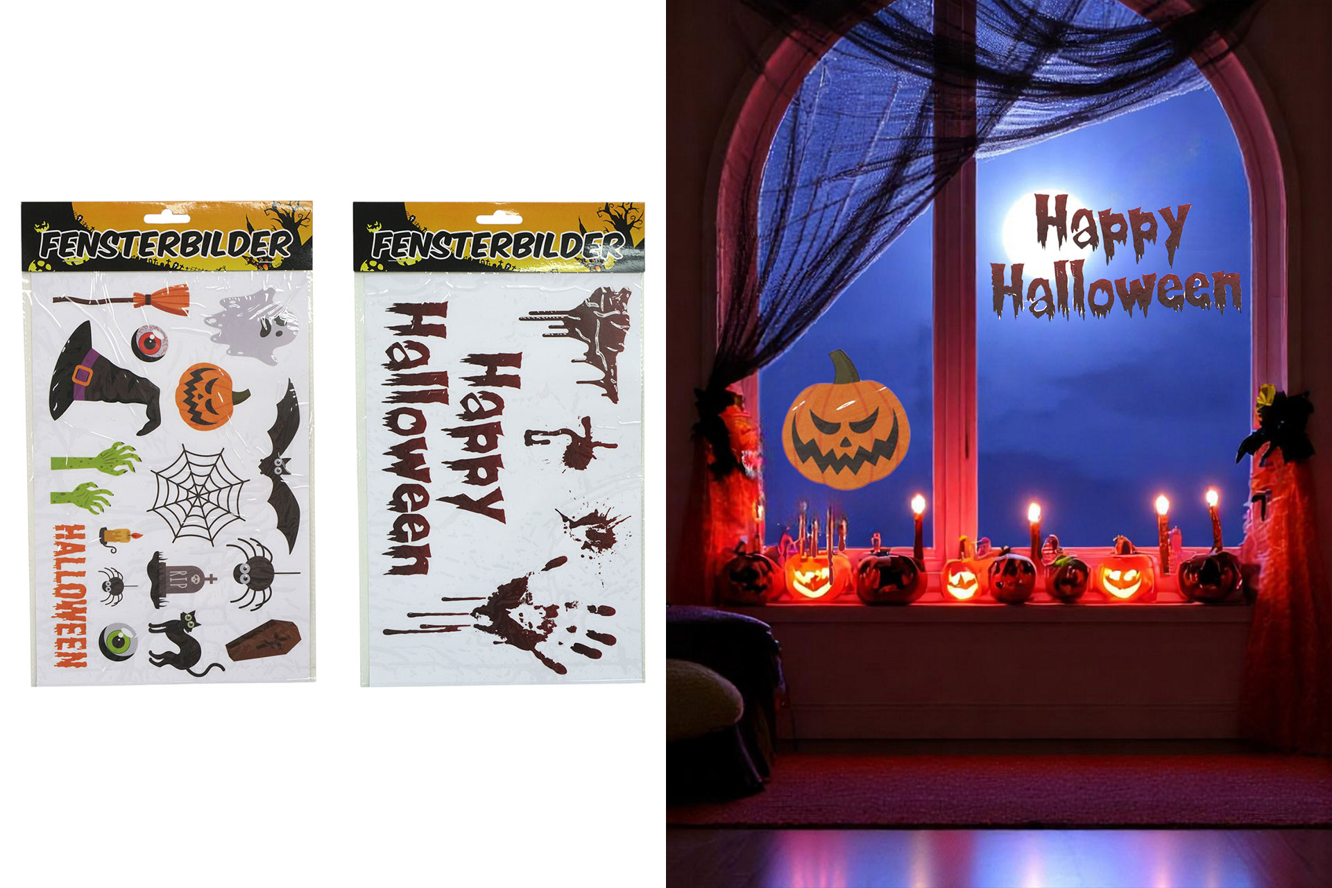 Fensterbilder Halloween ca. 30x20cm, 2 Designs