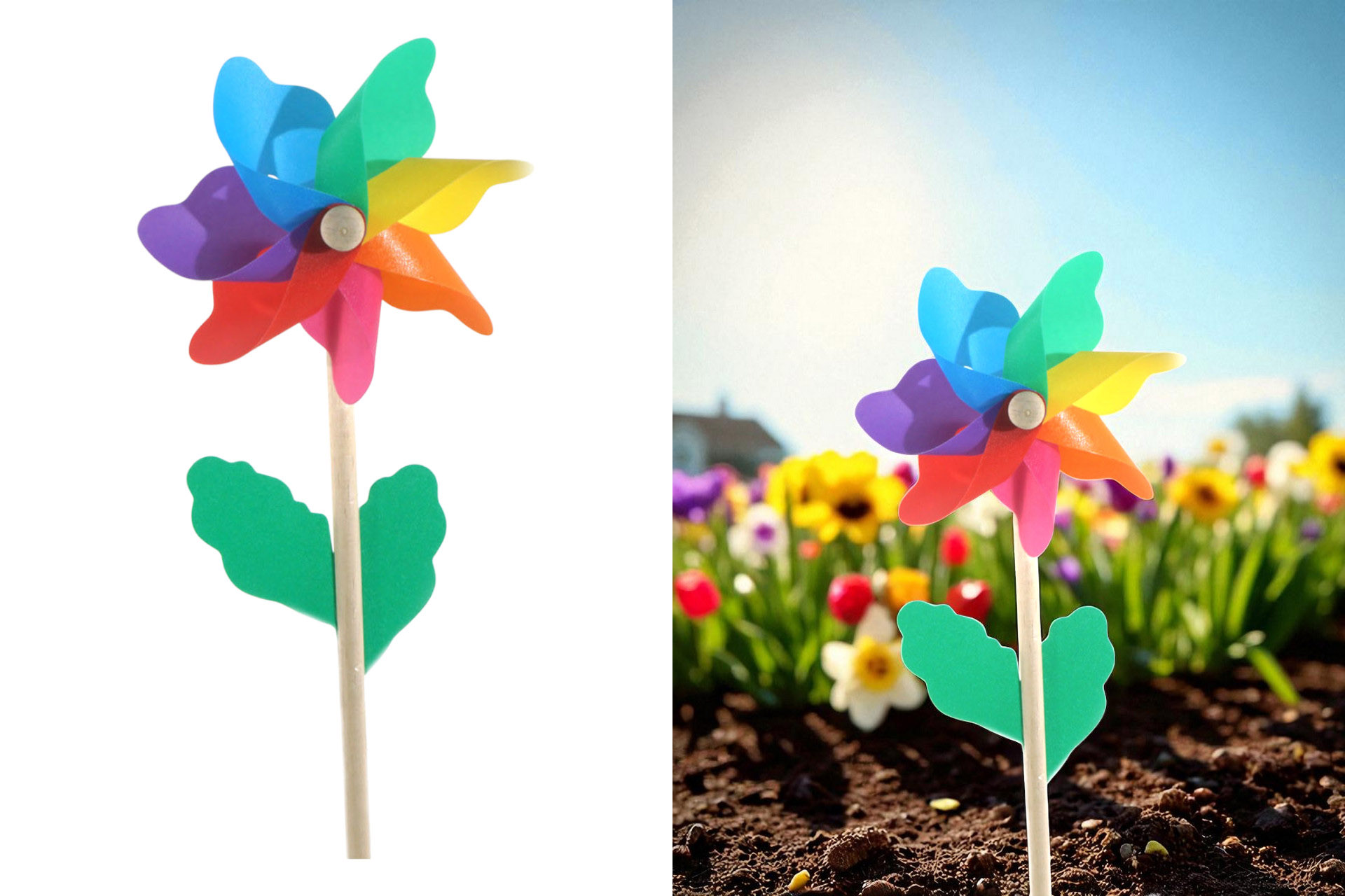 Windrad bunt Ø 14cm auf 30cm Holzstick