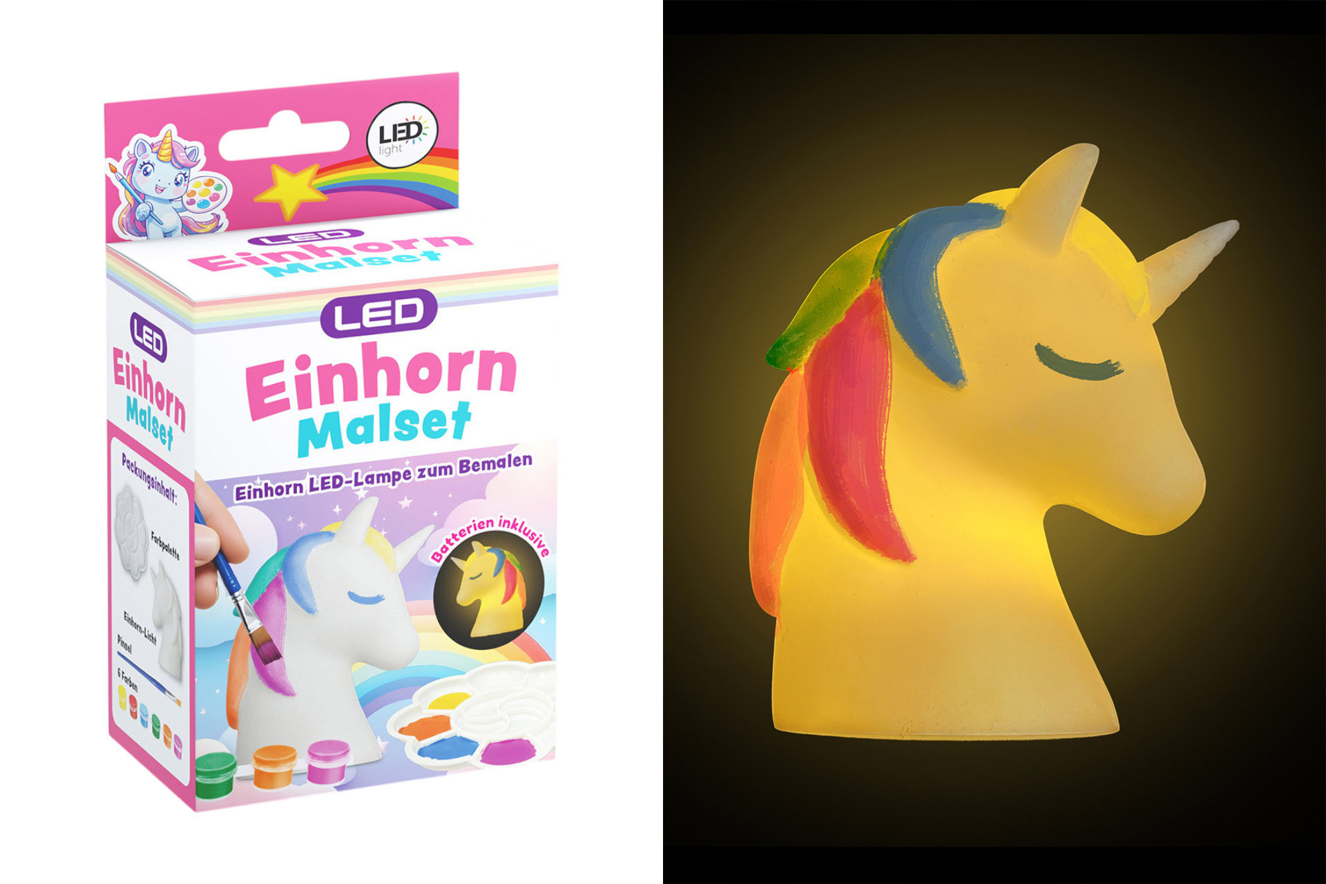 LED Einhorn Malset, 9 tlg.