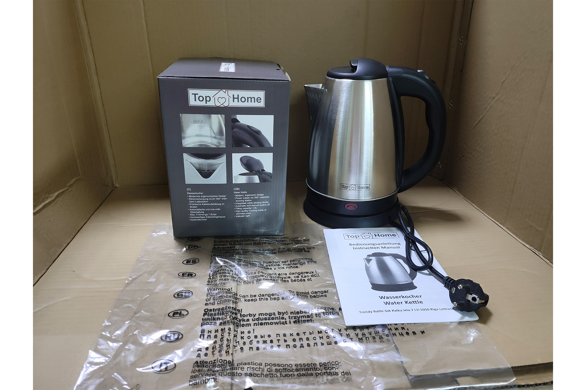 Wasserkocher Edelstahl, 1,8L, 1500W