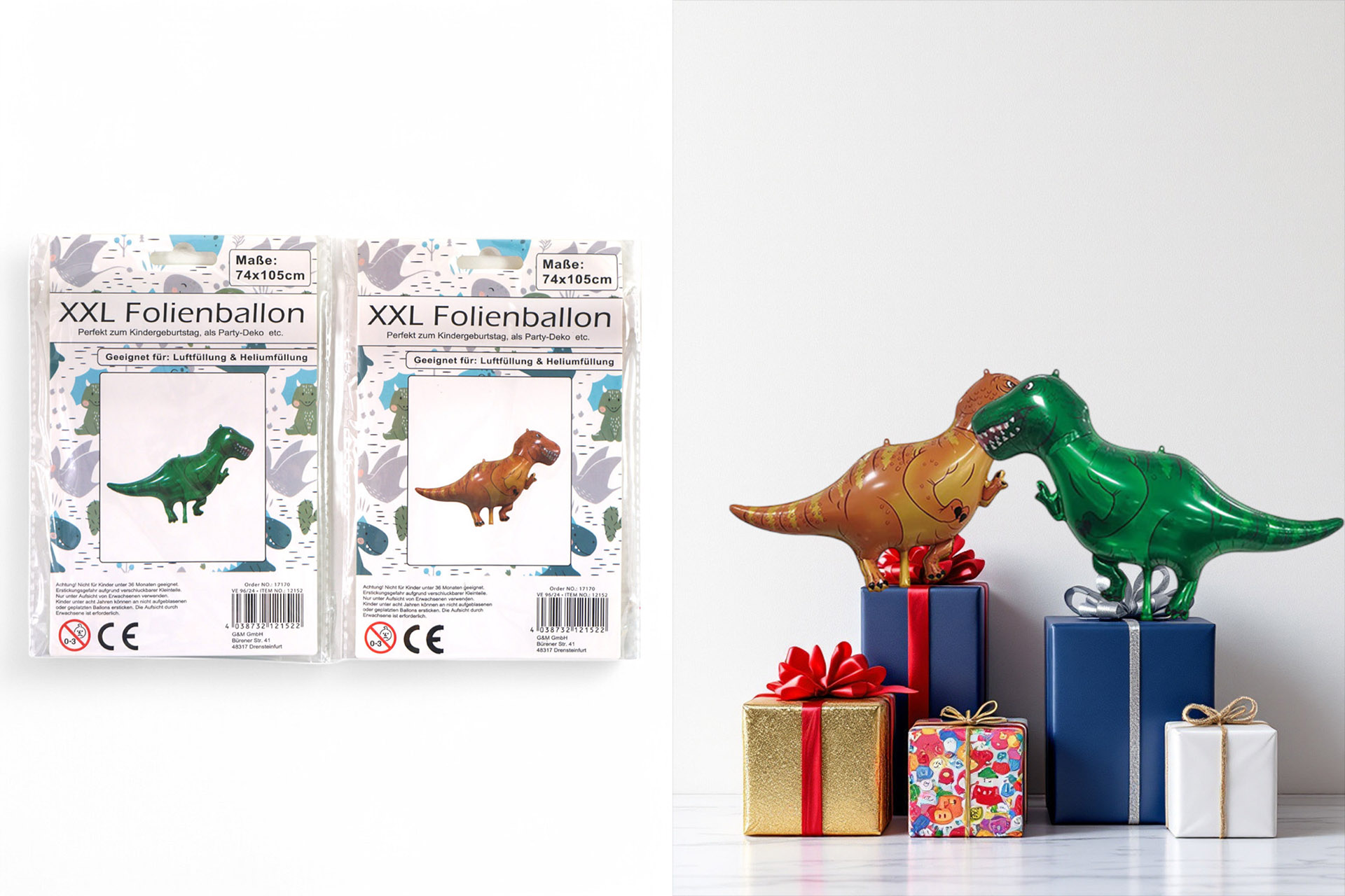 Folienballon "Dinosaurier" 74x105cm, 2 Farben