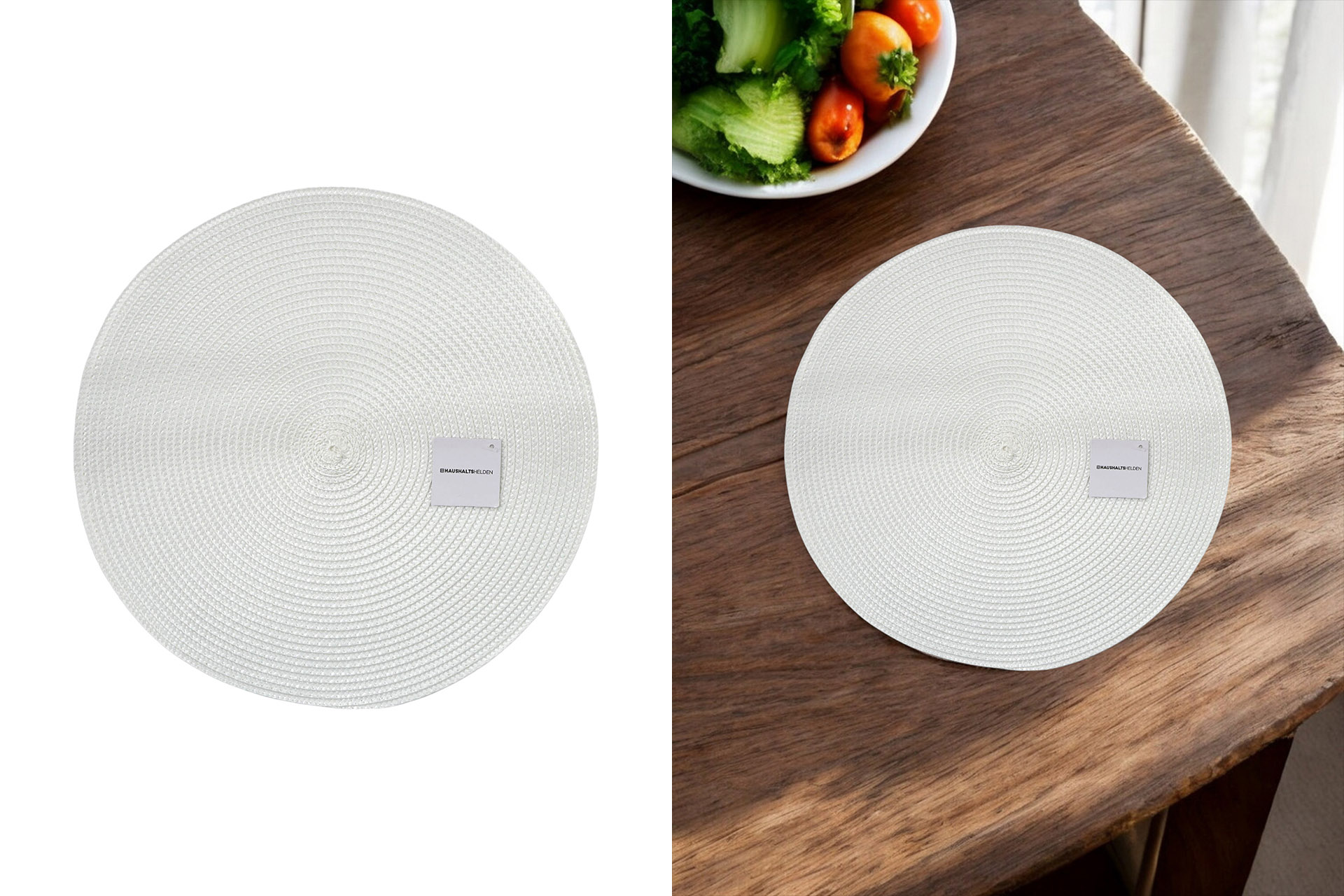 Decorative place mat  "India" Ø 38cm, knitted PP, white
