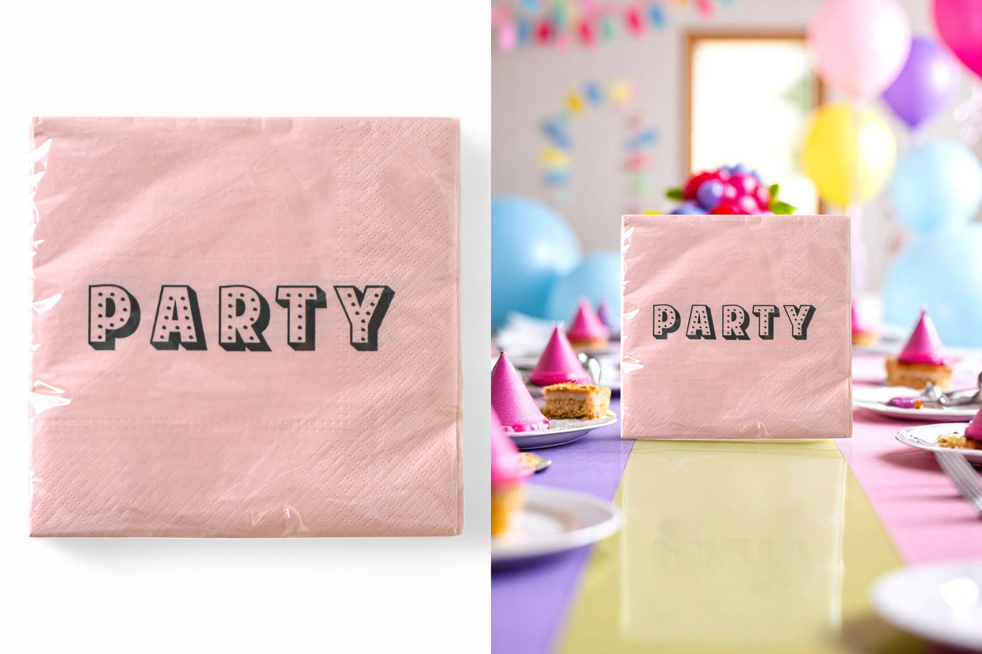 Servietten "Party" 33x33cm, ¼ Falz, 3-lagig, 20er Pack