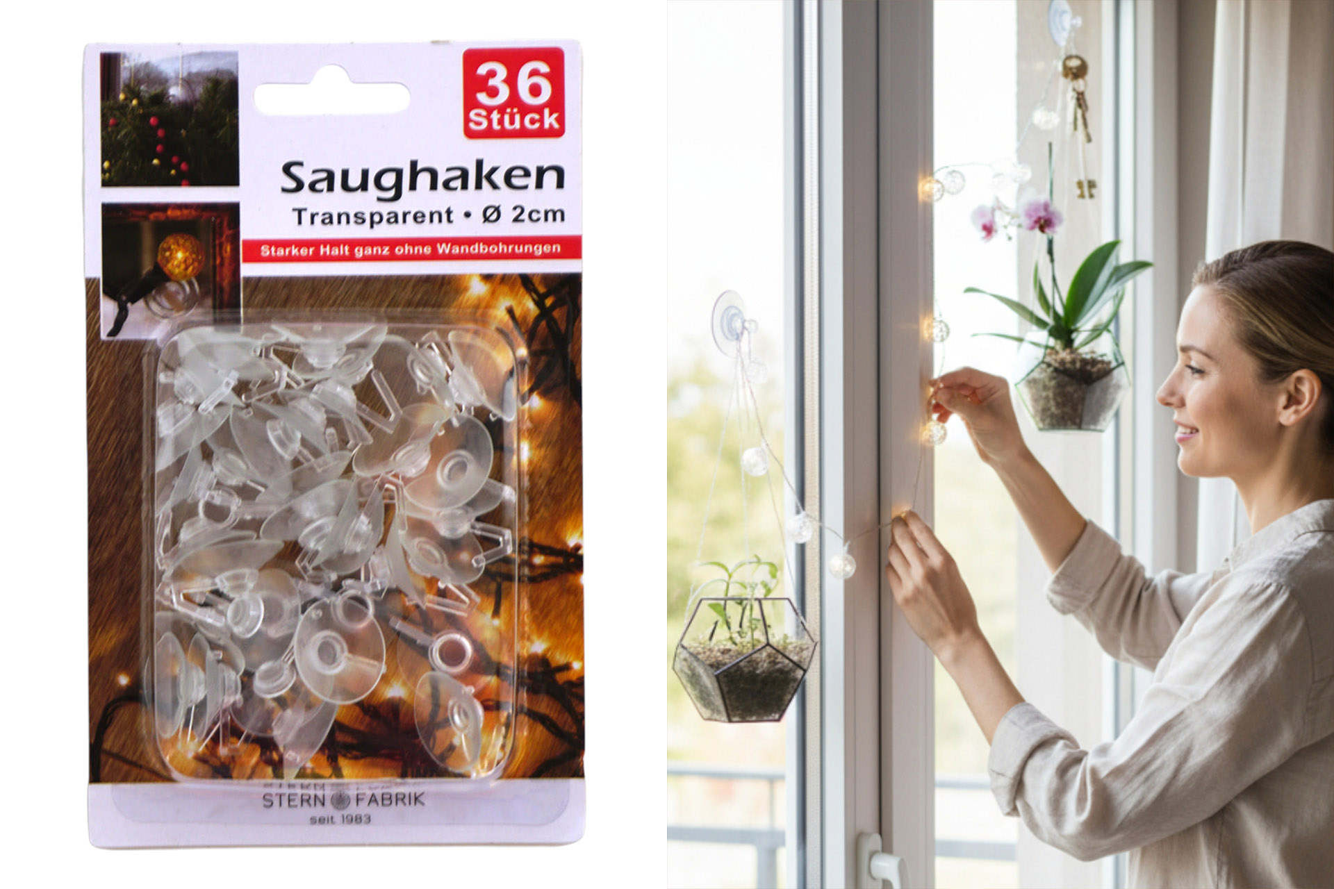 Saughaken Ø 2cm transparent, 36er