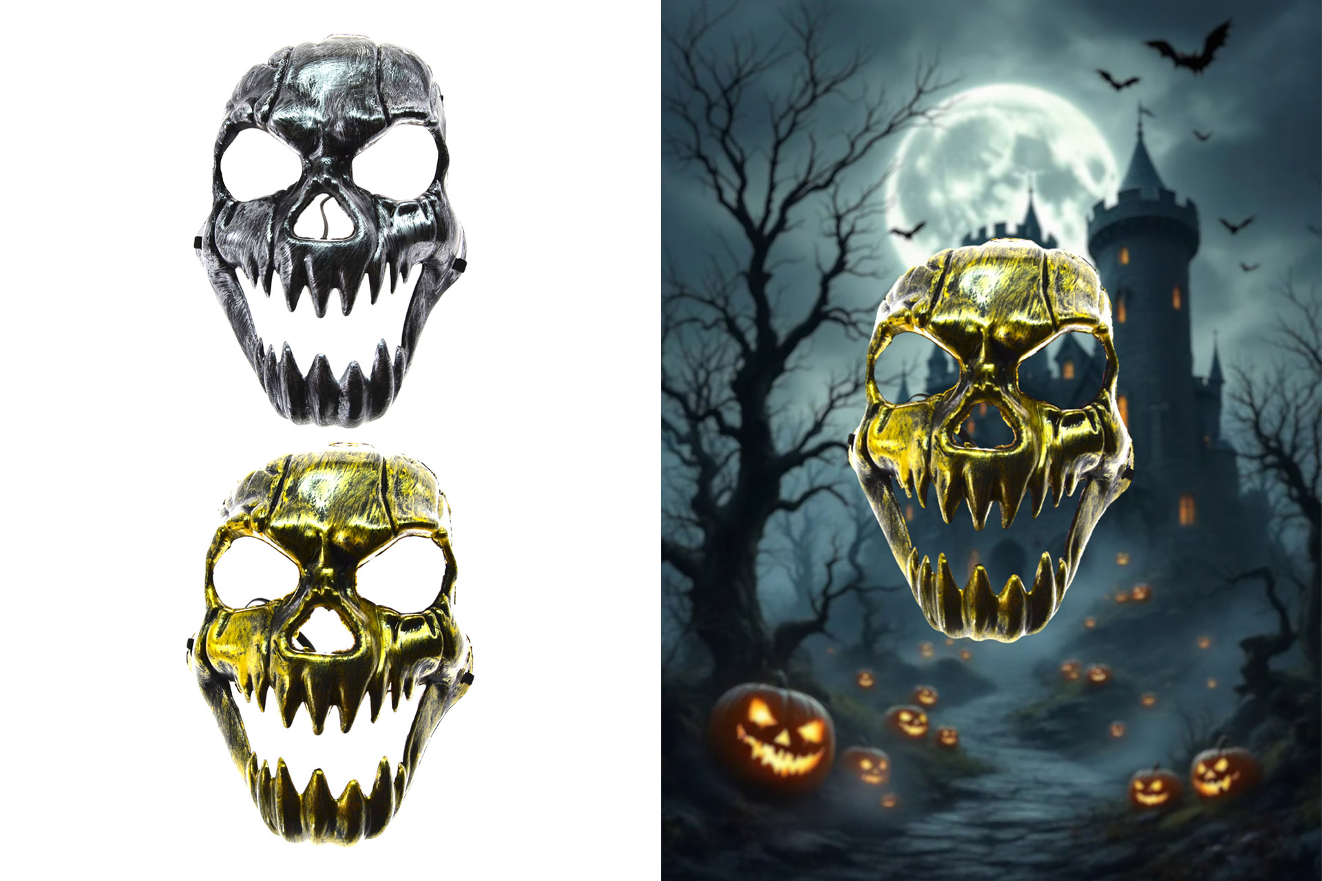 Halloween Maske "Totenkopf", 2 Farben, 15x23cm