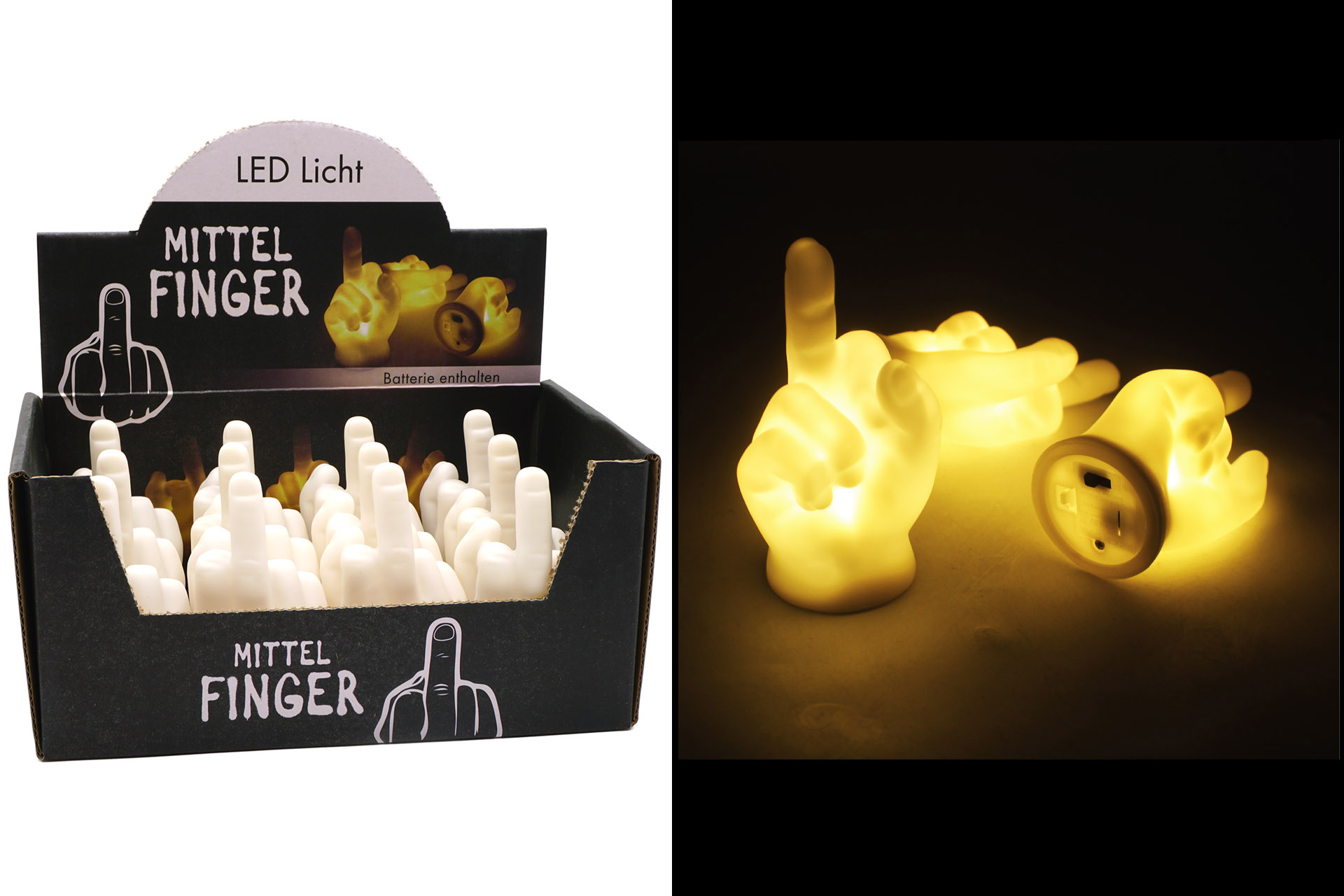 LED Licht "Mittelfinger", 7x3x9cm, im Display