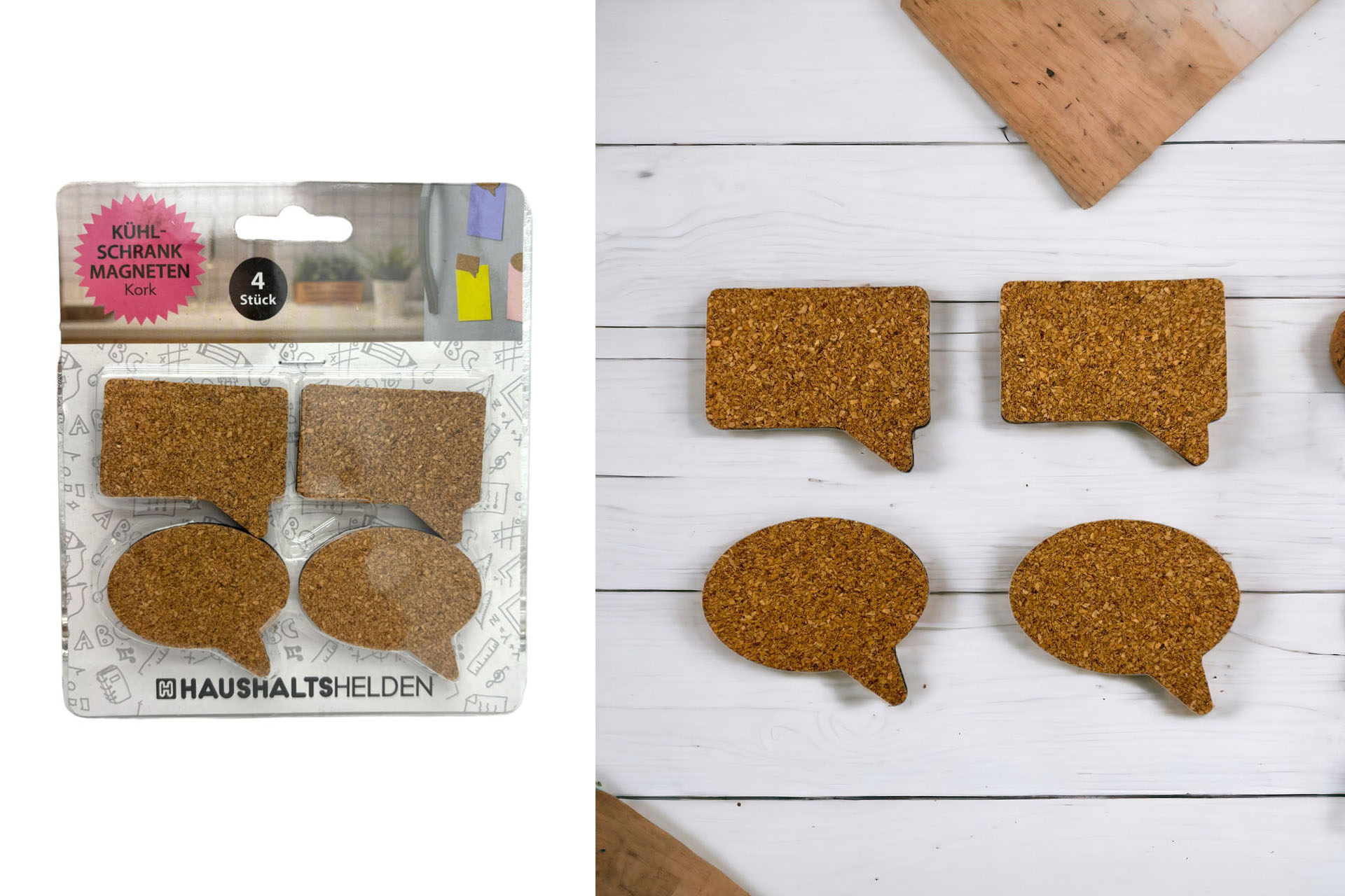 Magnete Kork Sprechblase, 5x4,5cm, 4er