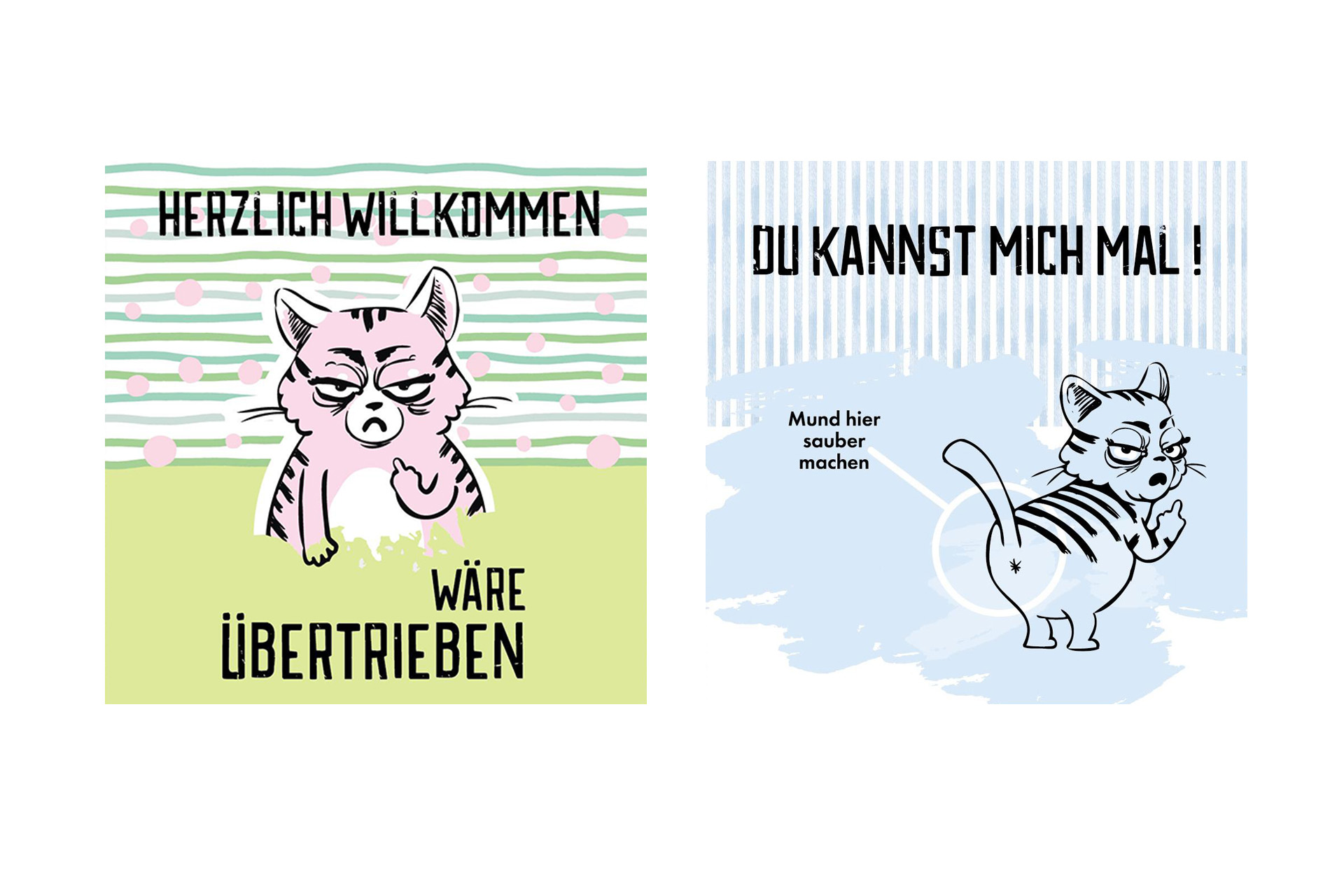 Servietten "Miesekatze" 33x33cm, ¼ Falz, 3-lagig, 20er Pack, 2 Designs