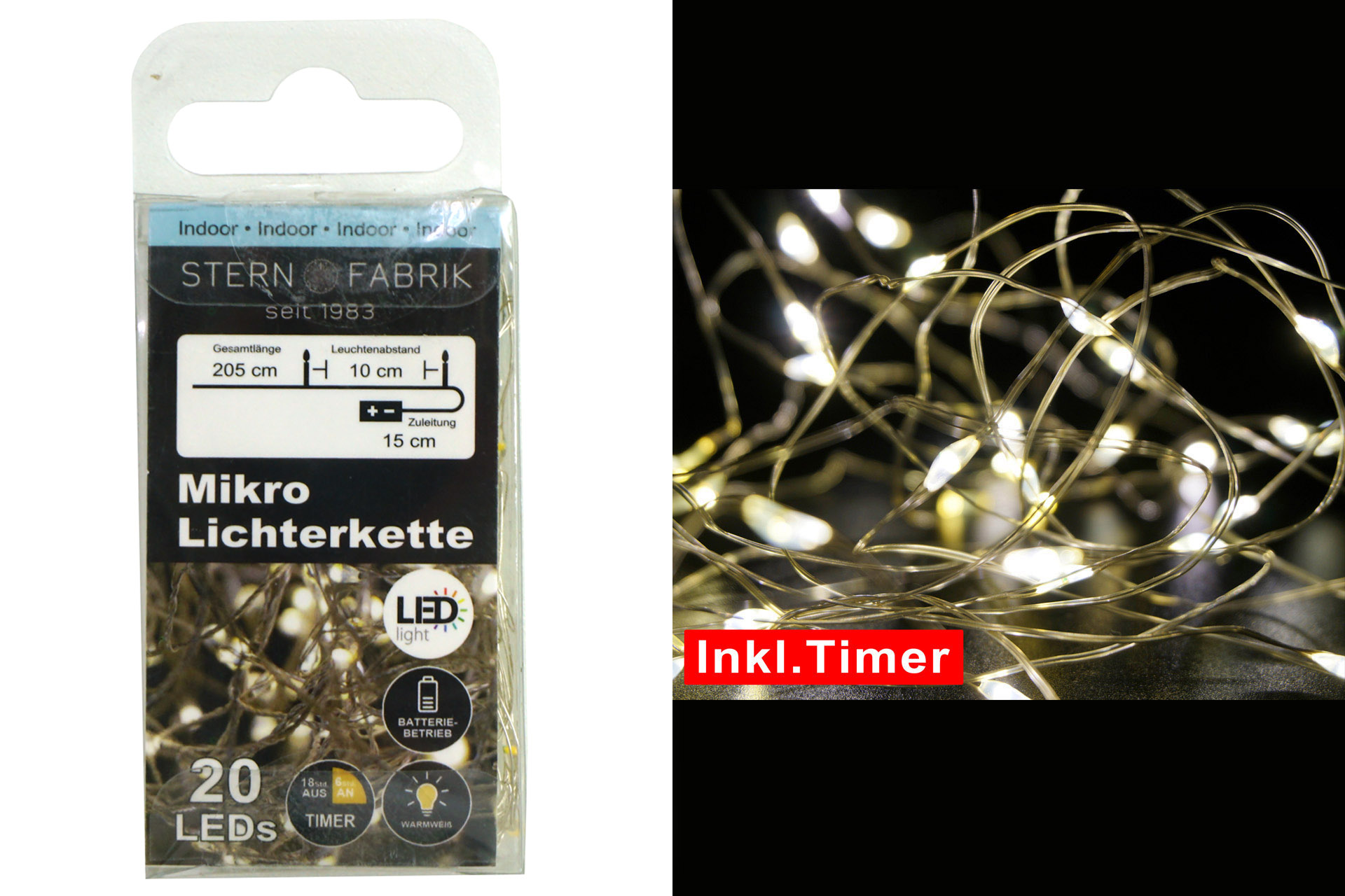 Lichterkette Basics LED Mikro mit Timer 20er