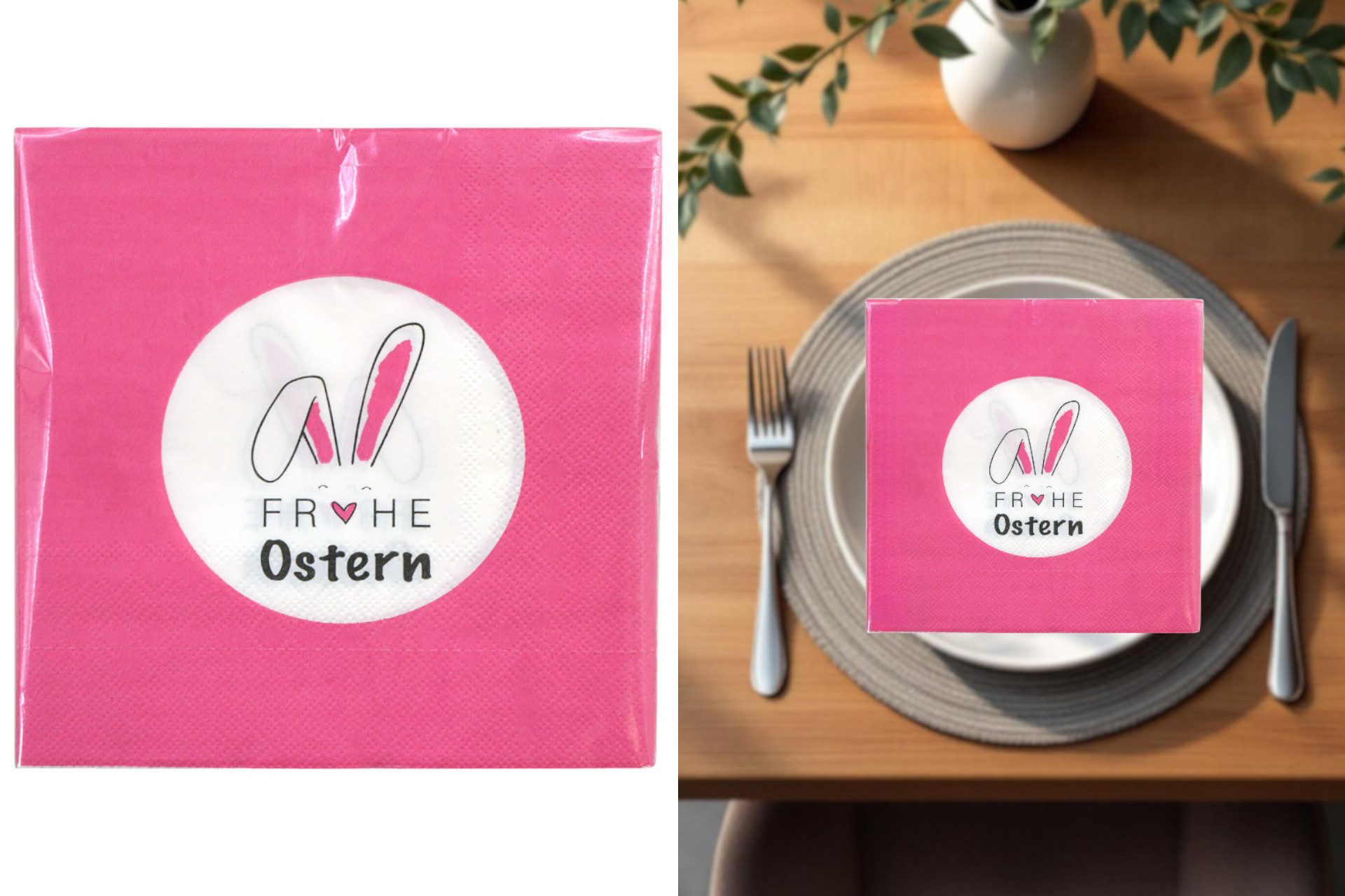 Servietten "FROHE Ostern" 33x33cm, ¼ Falz, 3-lagig, 20er Pack