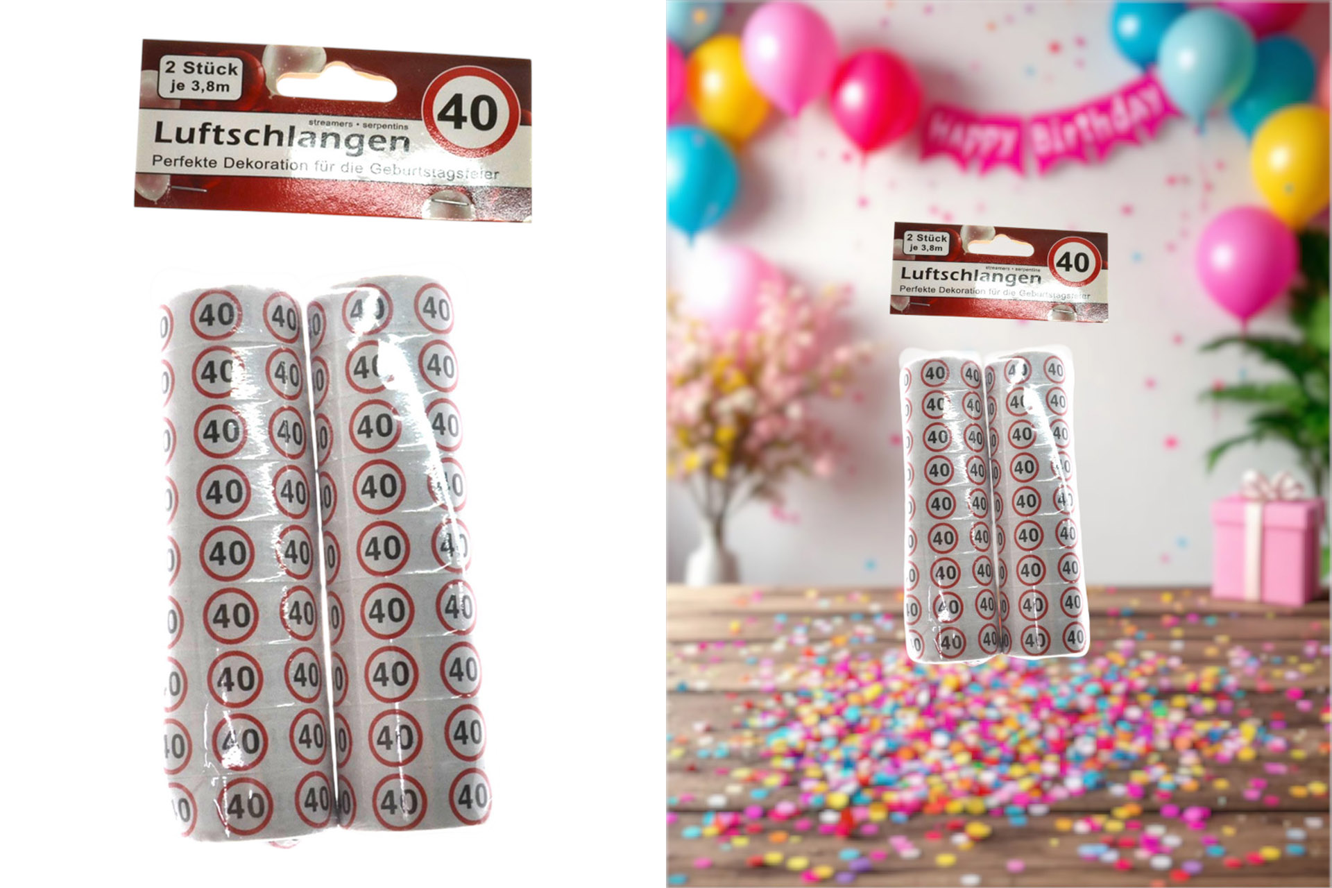 Jubiläums Sortiment Refill für Display Luftschlangen 2er "40"