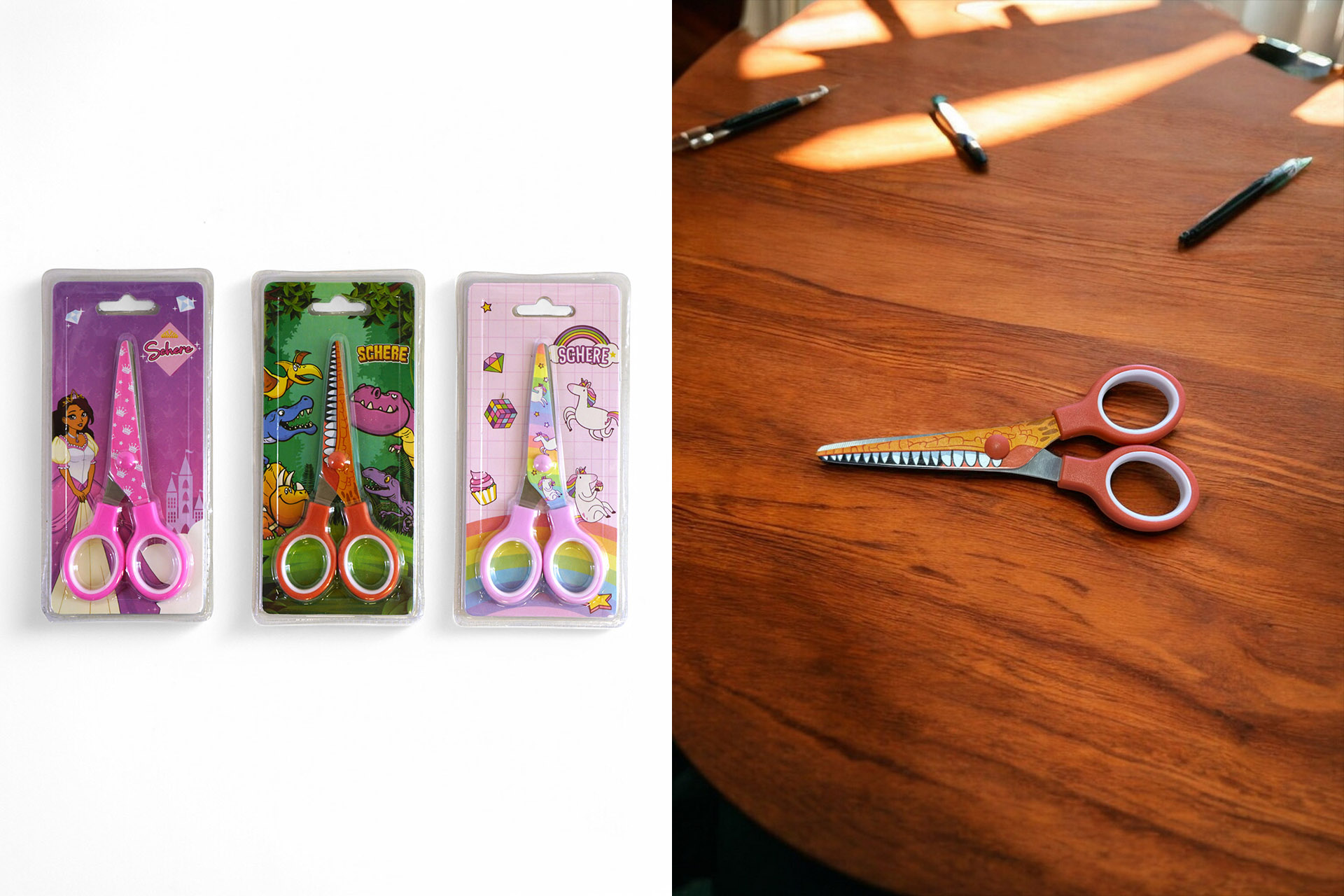 Kinderschere mit Design, 12,5x6cm, 3 Designs