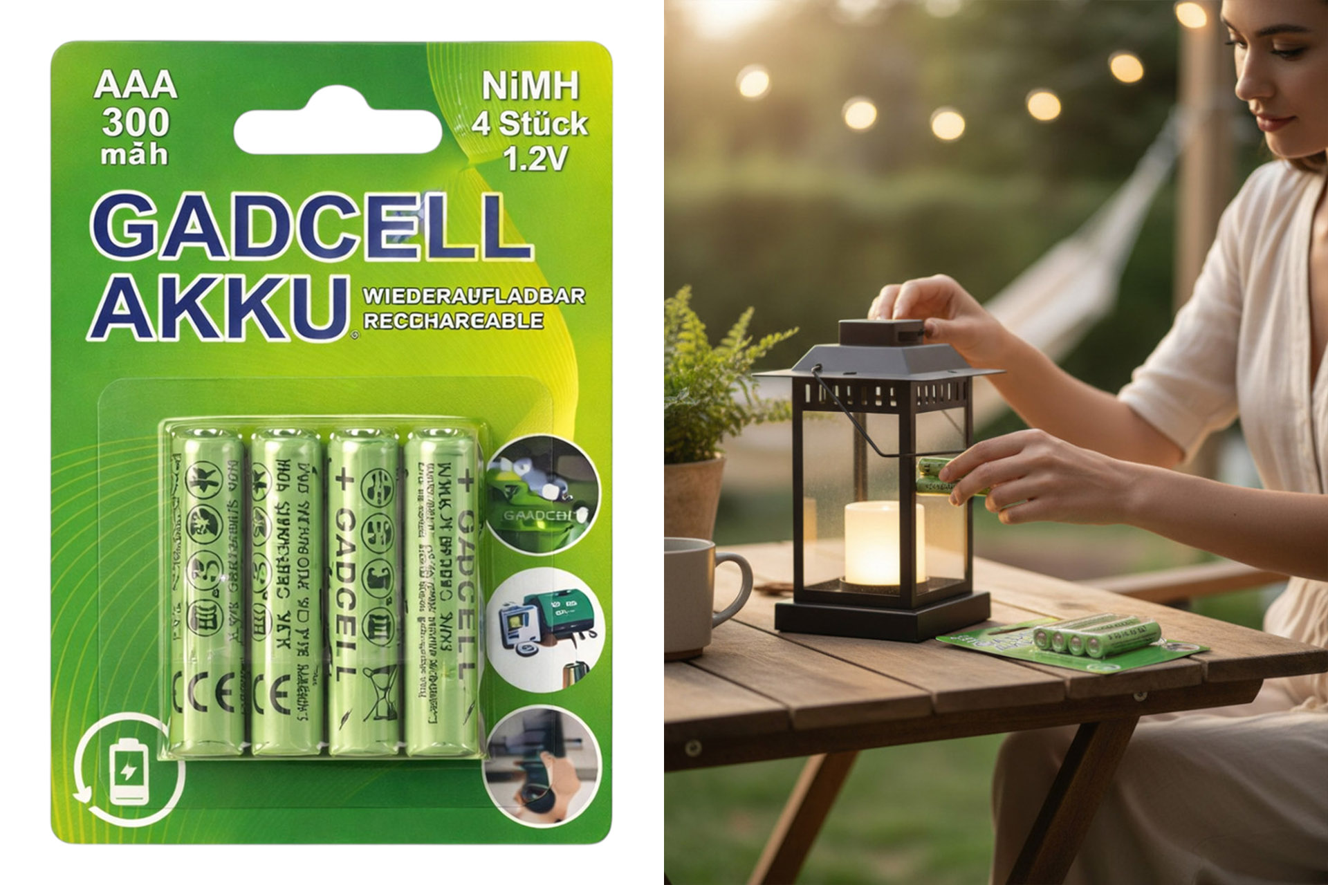 Solar Batterie AAA/Rechargeable Ni-MH, 4er