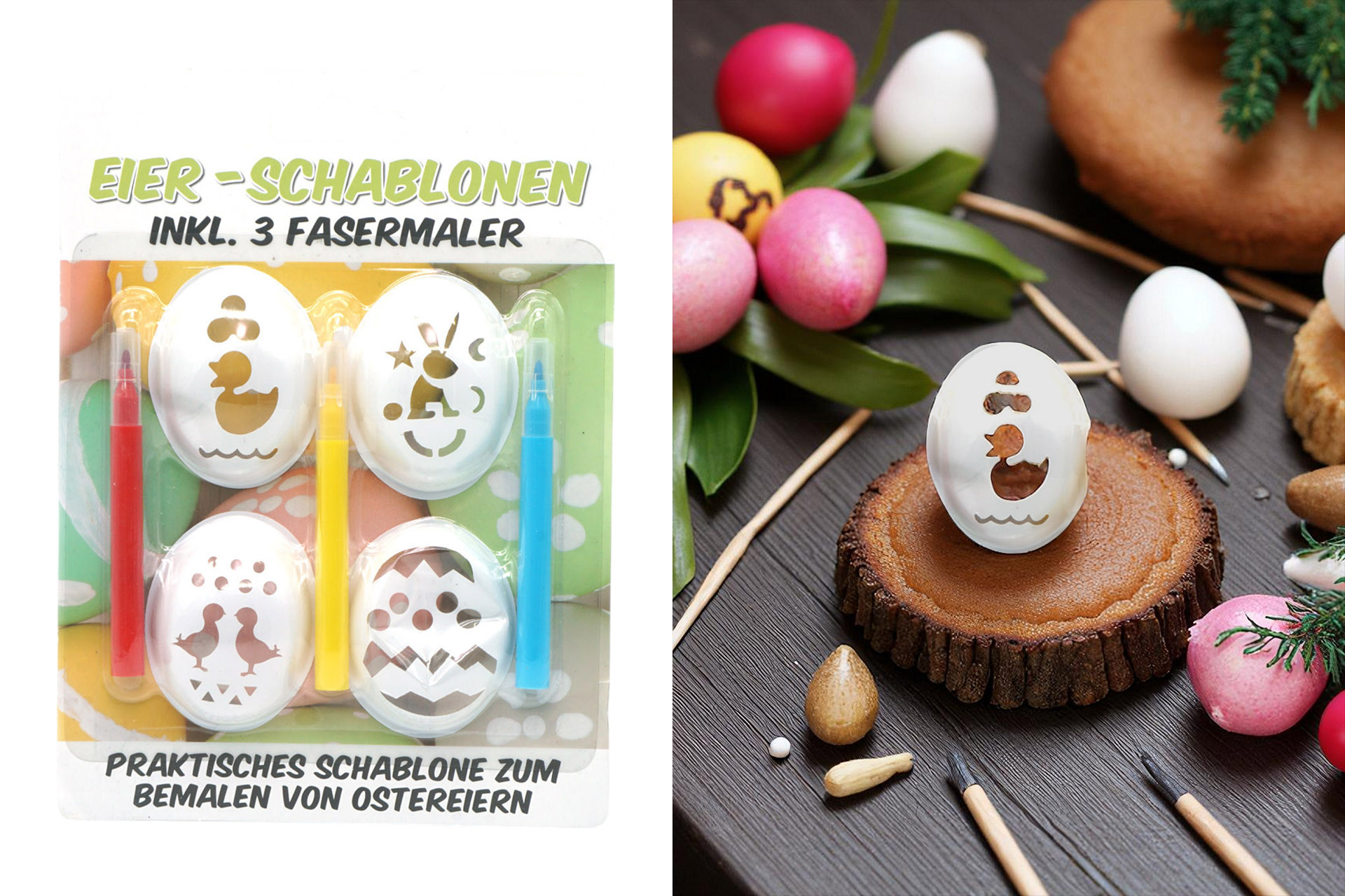 Eierschablonen inkl. 3 Fasermalern