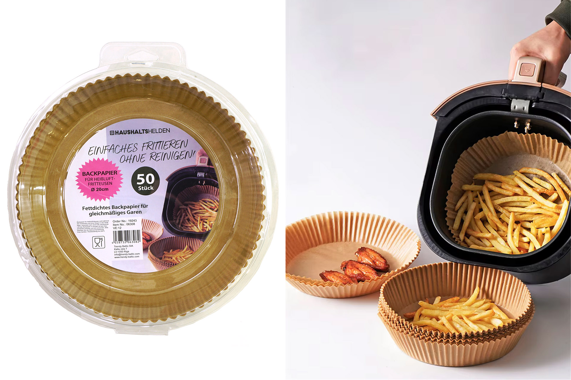 Heißluftfritteusen Backpapier, 50er Set, 20x5cm, rund