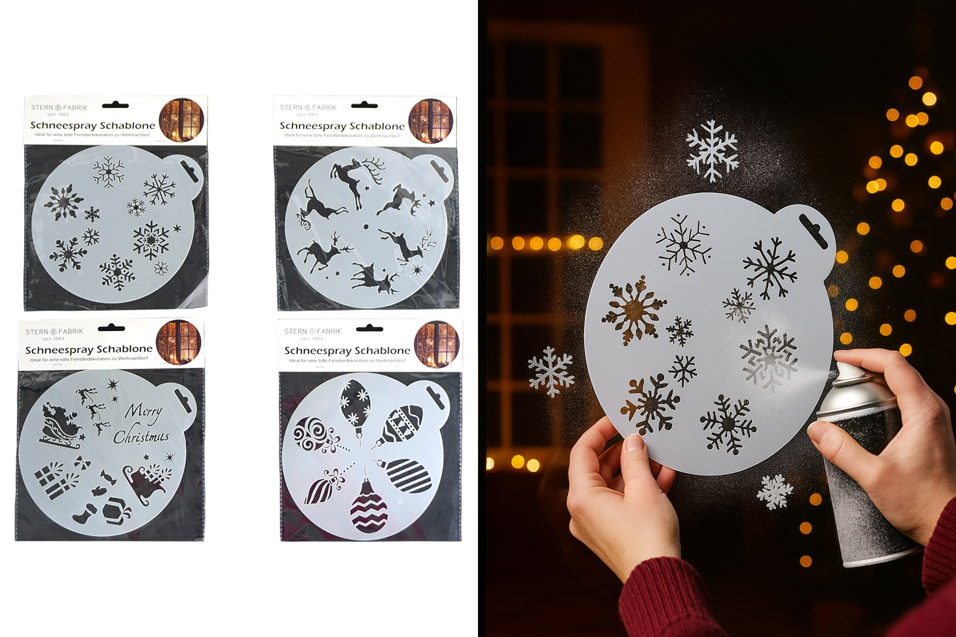 Spray Schablone "Weihnachtsmuster" Ø 19,5cm, 4 Designs