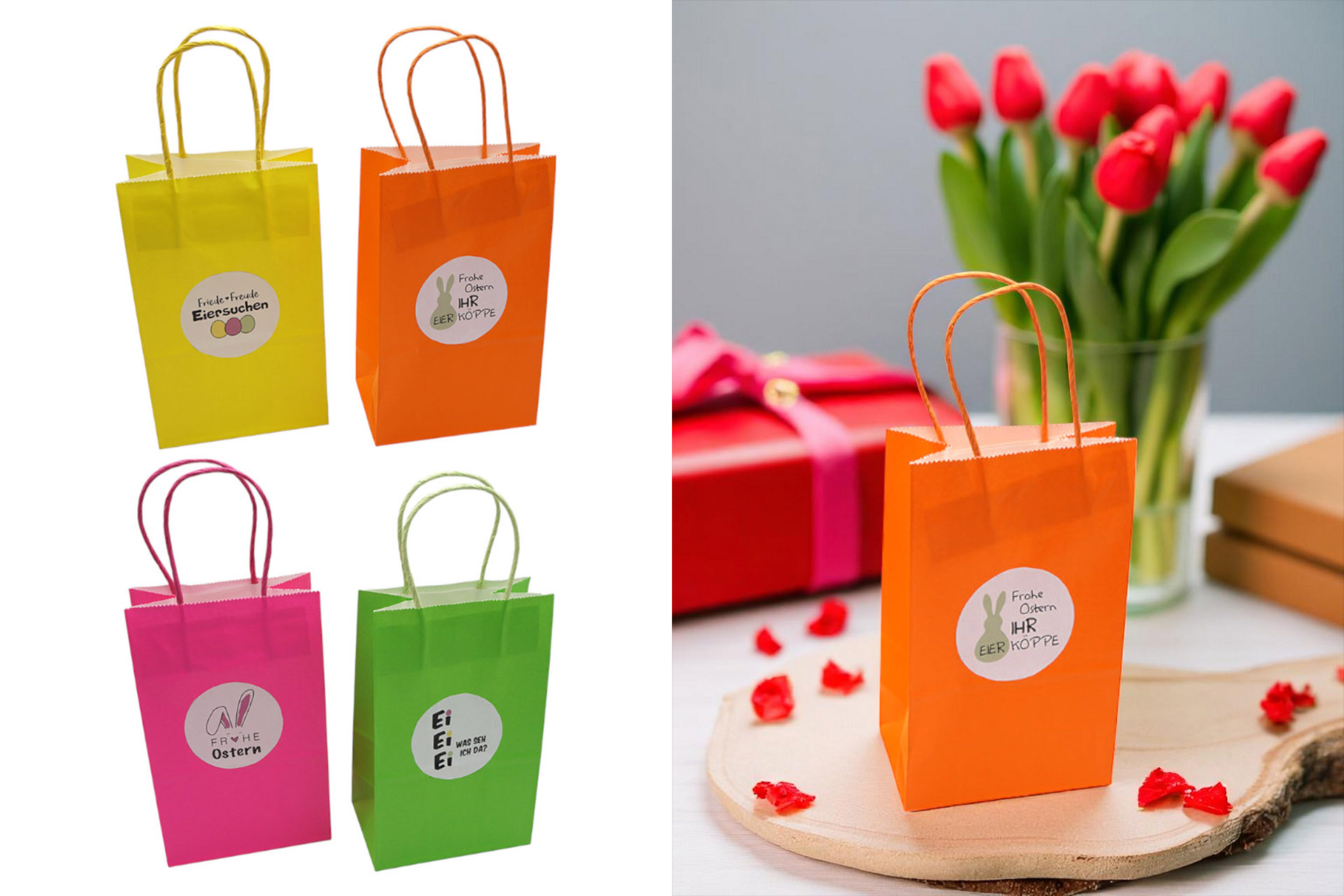 Geschenktüte "Oster Sprüche" 20x25,5x11cm, 4 Designs