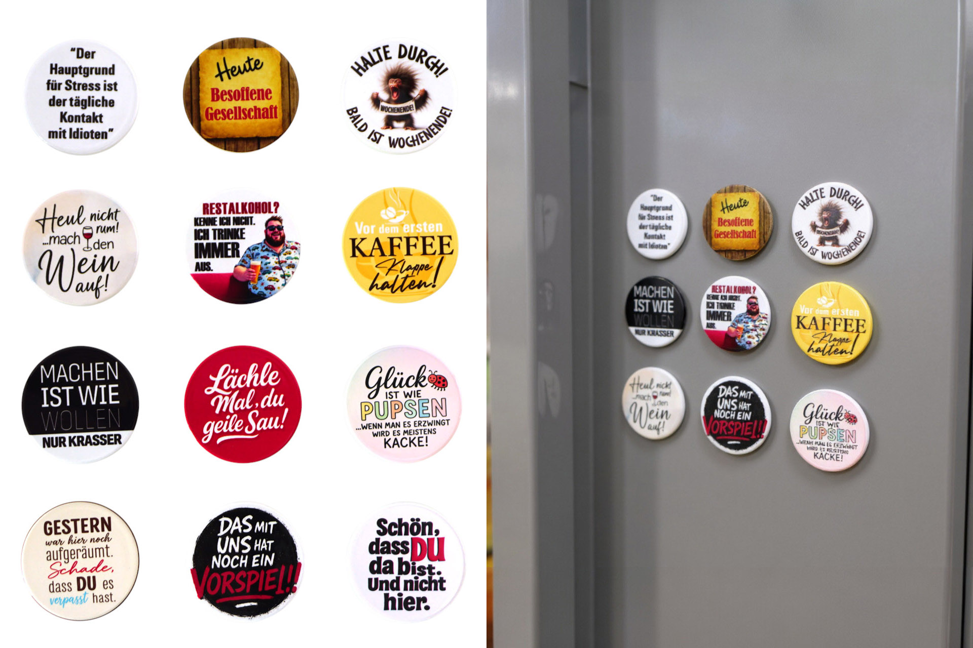 Kühlschrankmagnet rund, Ø 6,5cm, 12 Designs