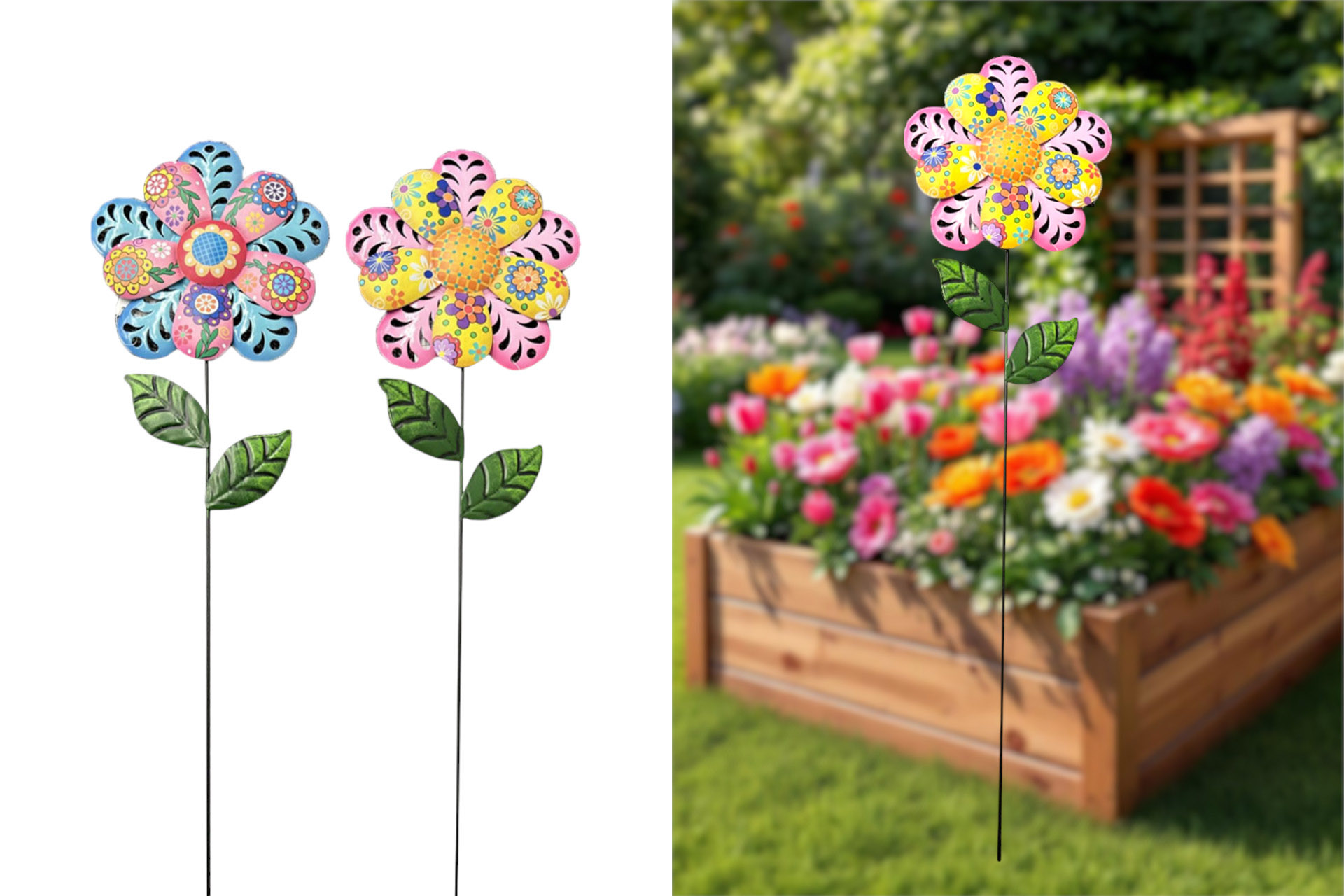 Gartenstecker "Blume", 61x17x1cm, 2 Farben