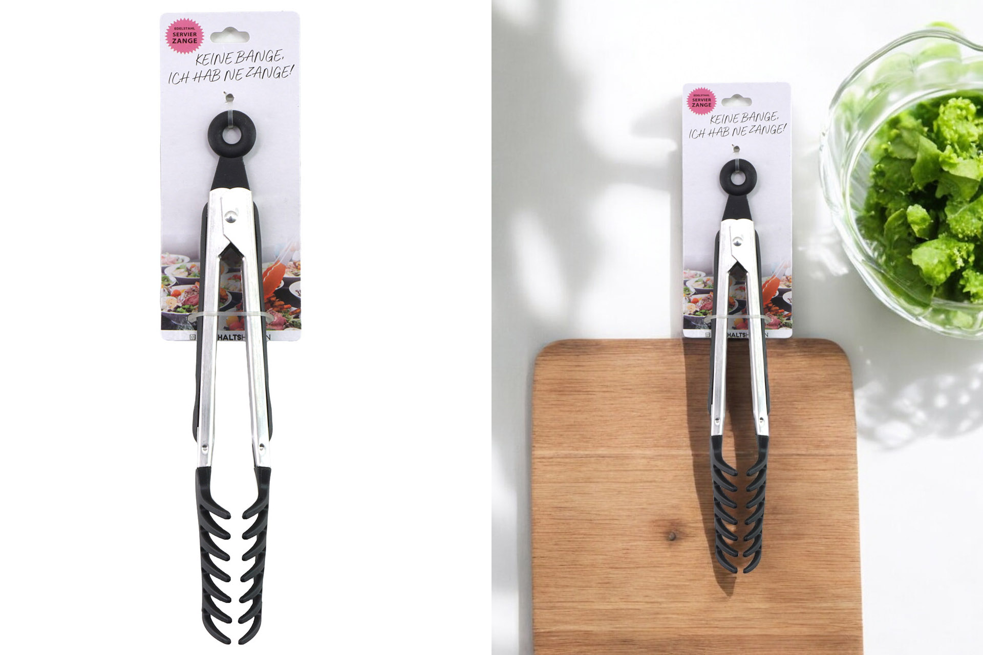 Edelstahl Servierzange seitlich, 26cm, schwarz