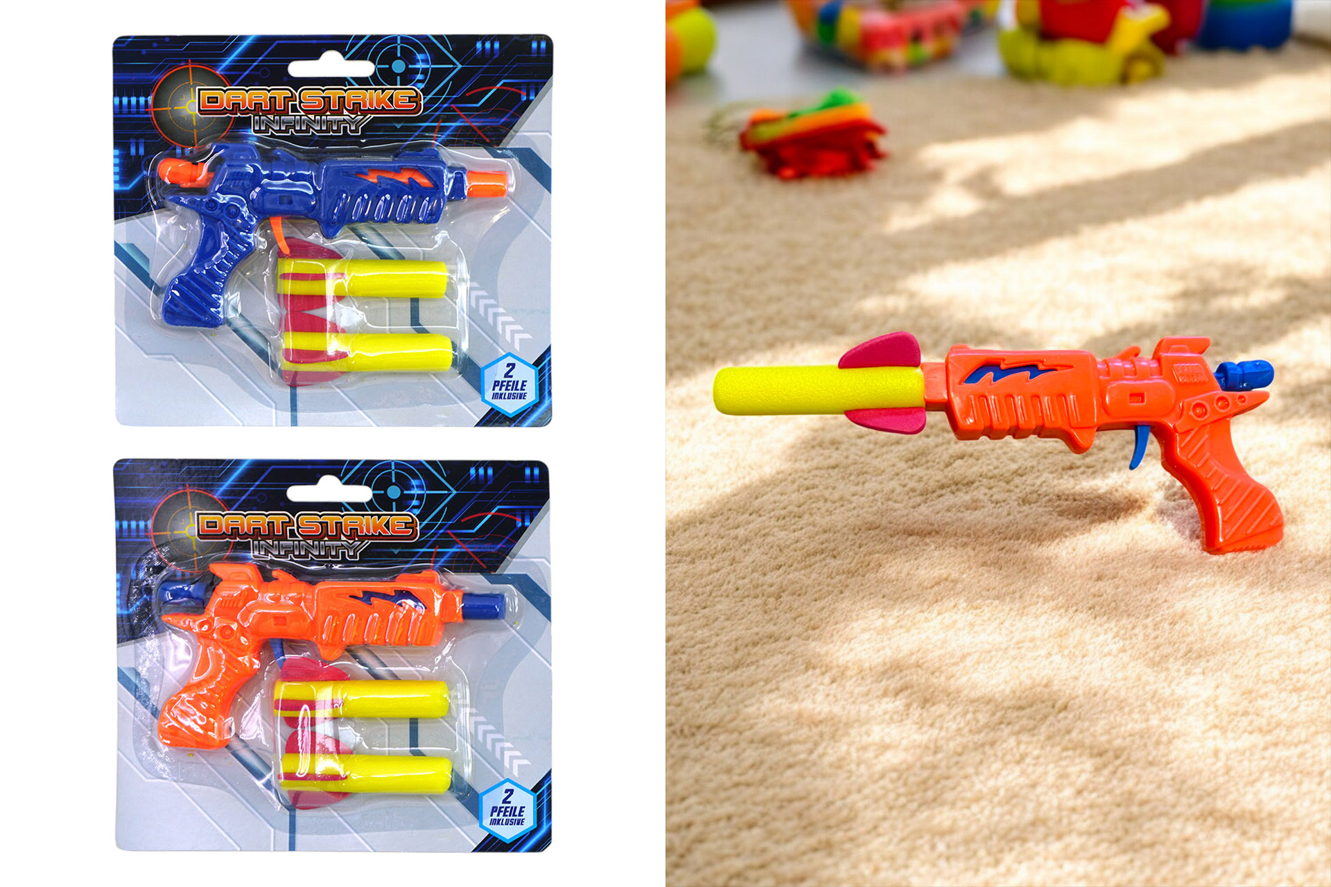 Spielzeug Pistole "Accuracy", mit 2 Schuss, 2 Farben