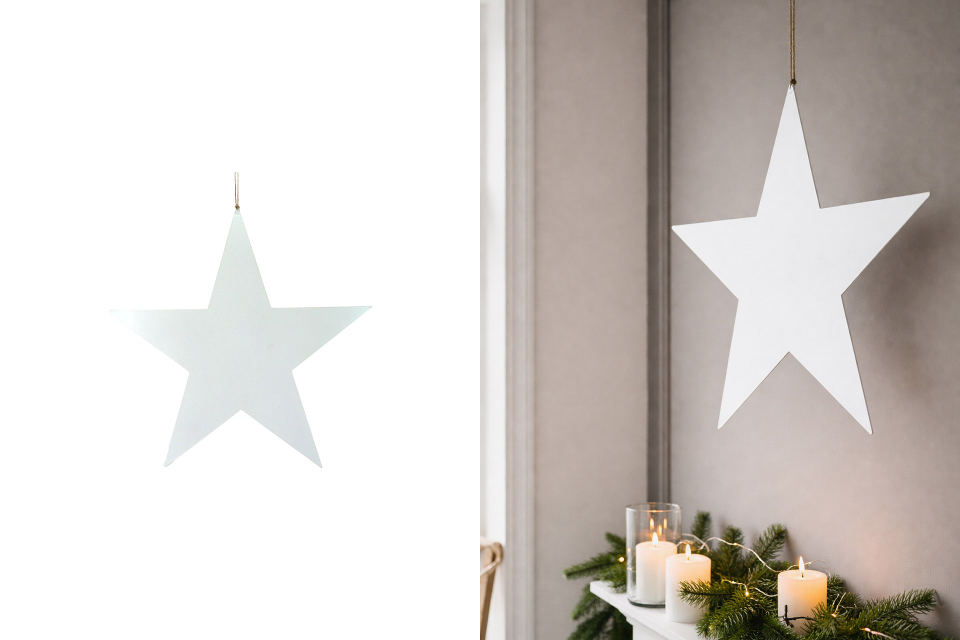 Stern Metall zum hängen, weiß, D:25cm