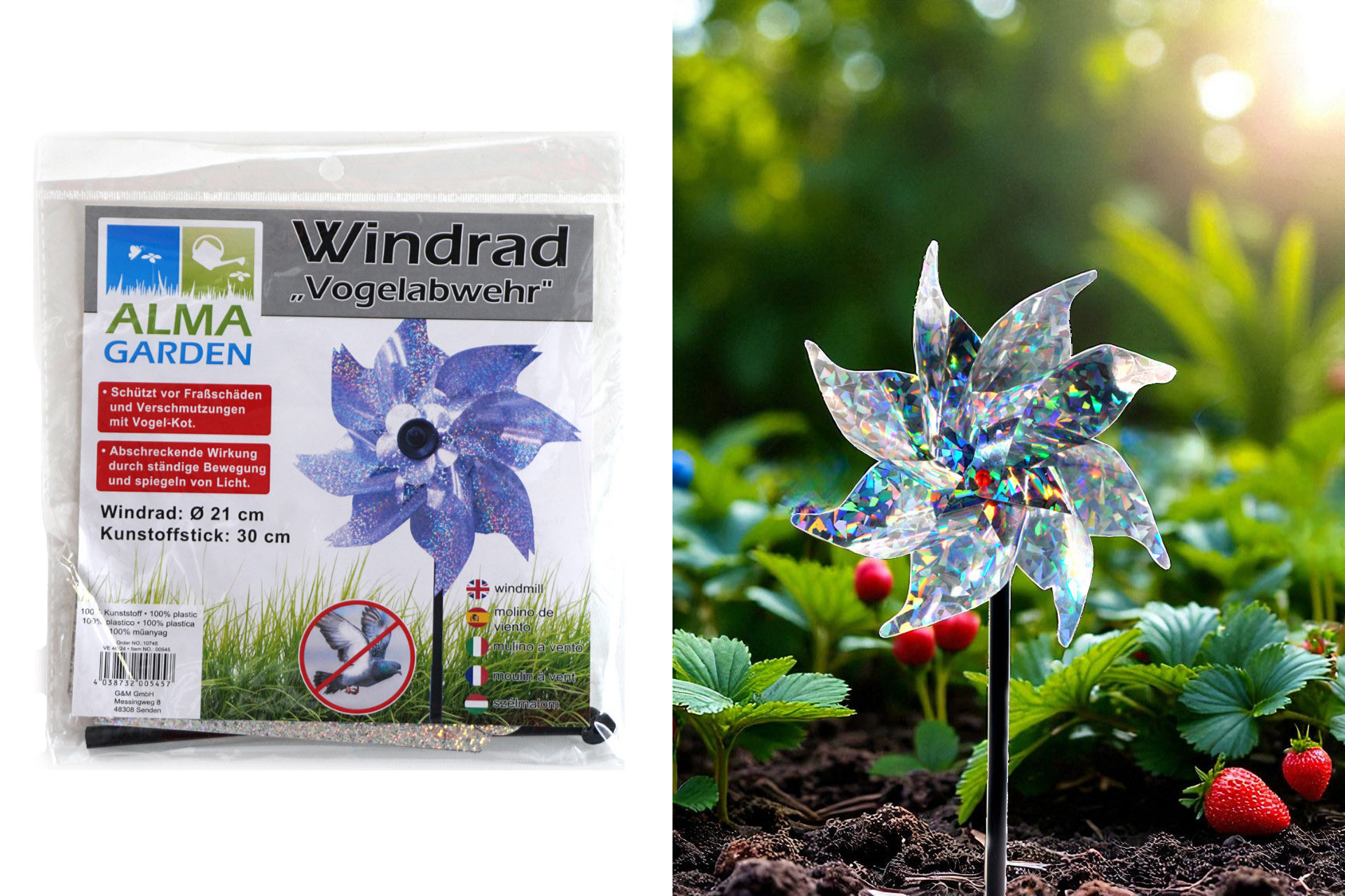 Windrad "Vogelschreck"  Ø21cm, Kunstoffstick 30cm