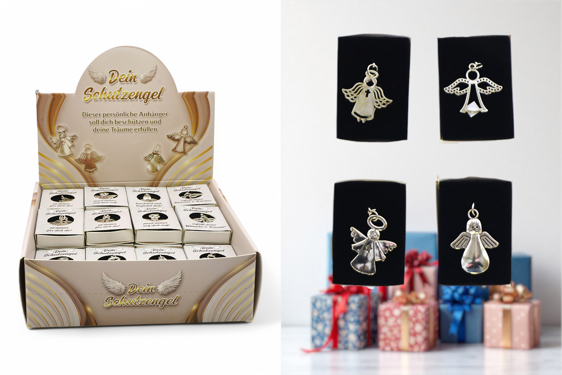 Schutzengel Anhänger 4 Designs, im Display
