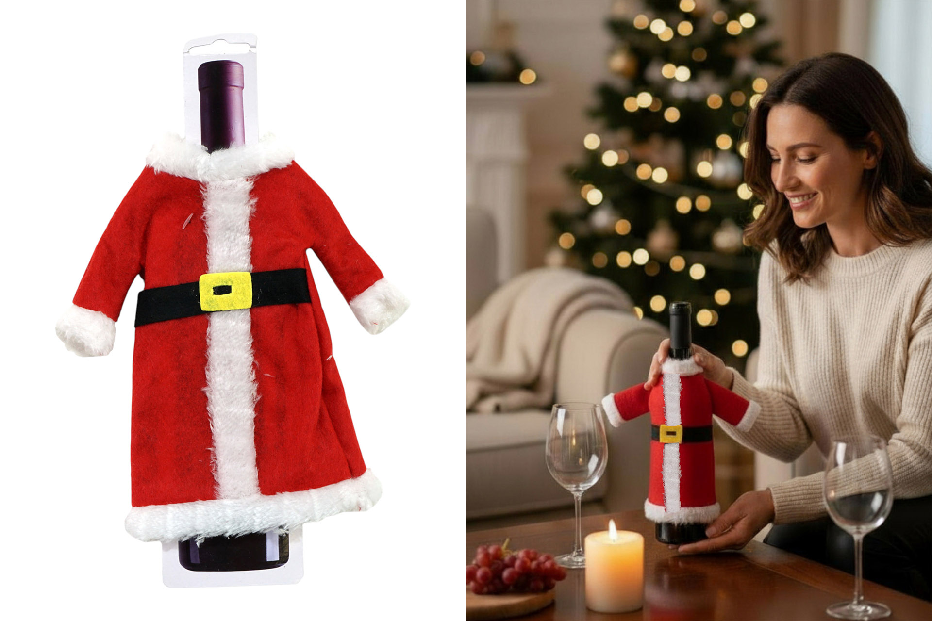 bottle costume "Santa", costume and hat