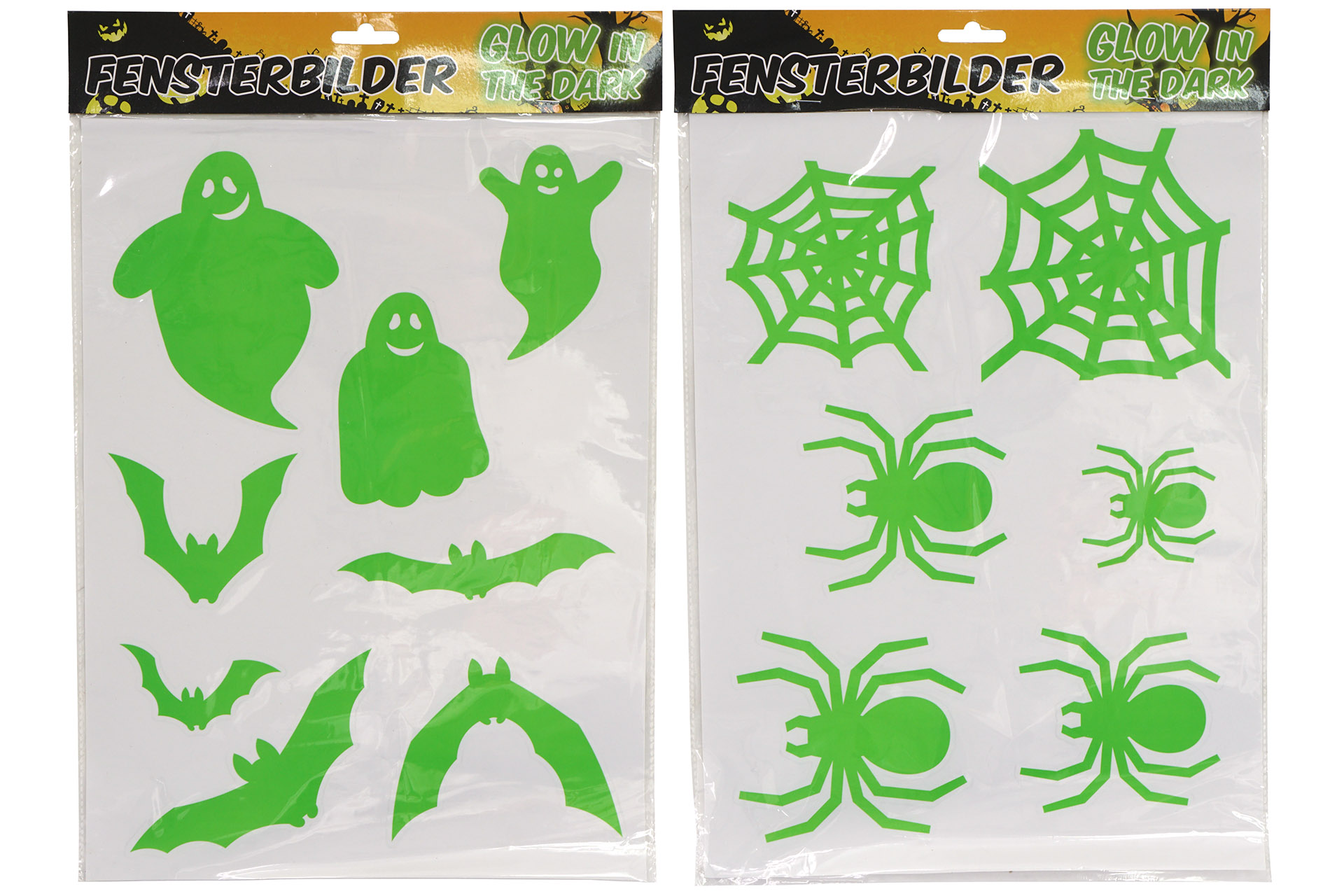 Fensterbilder Halloween "Glow in the Dark", ca. 38x28cm, 2 Designs