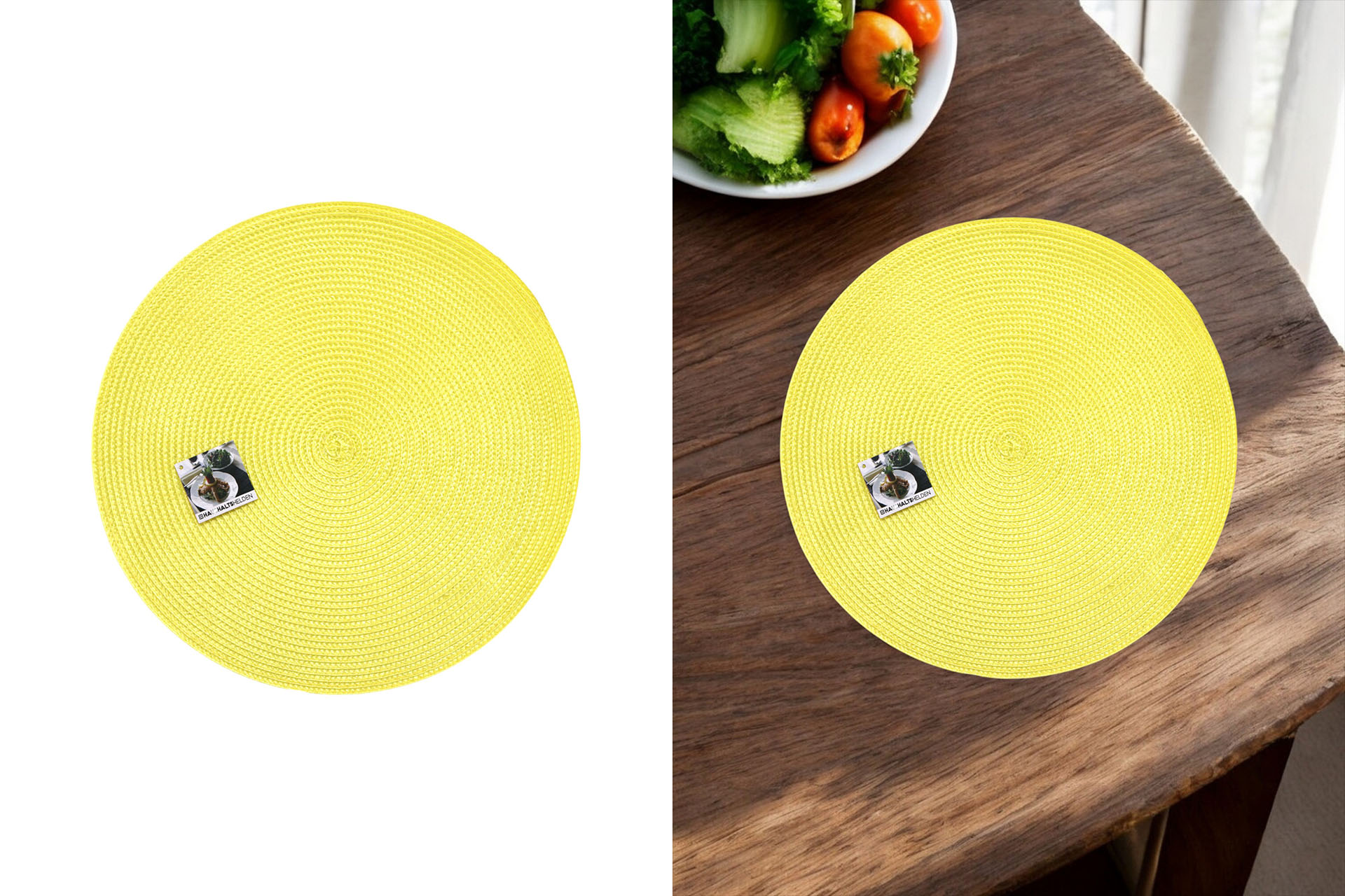 Decorative place mat  "India" Ø 38cm, knitted PP, light yellow