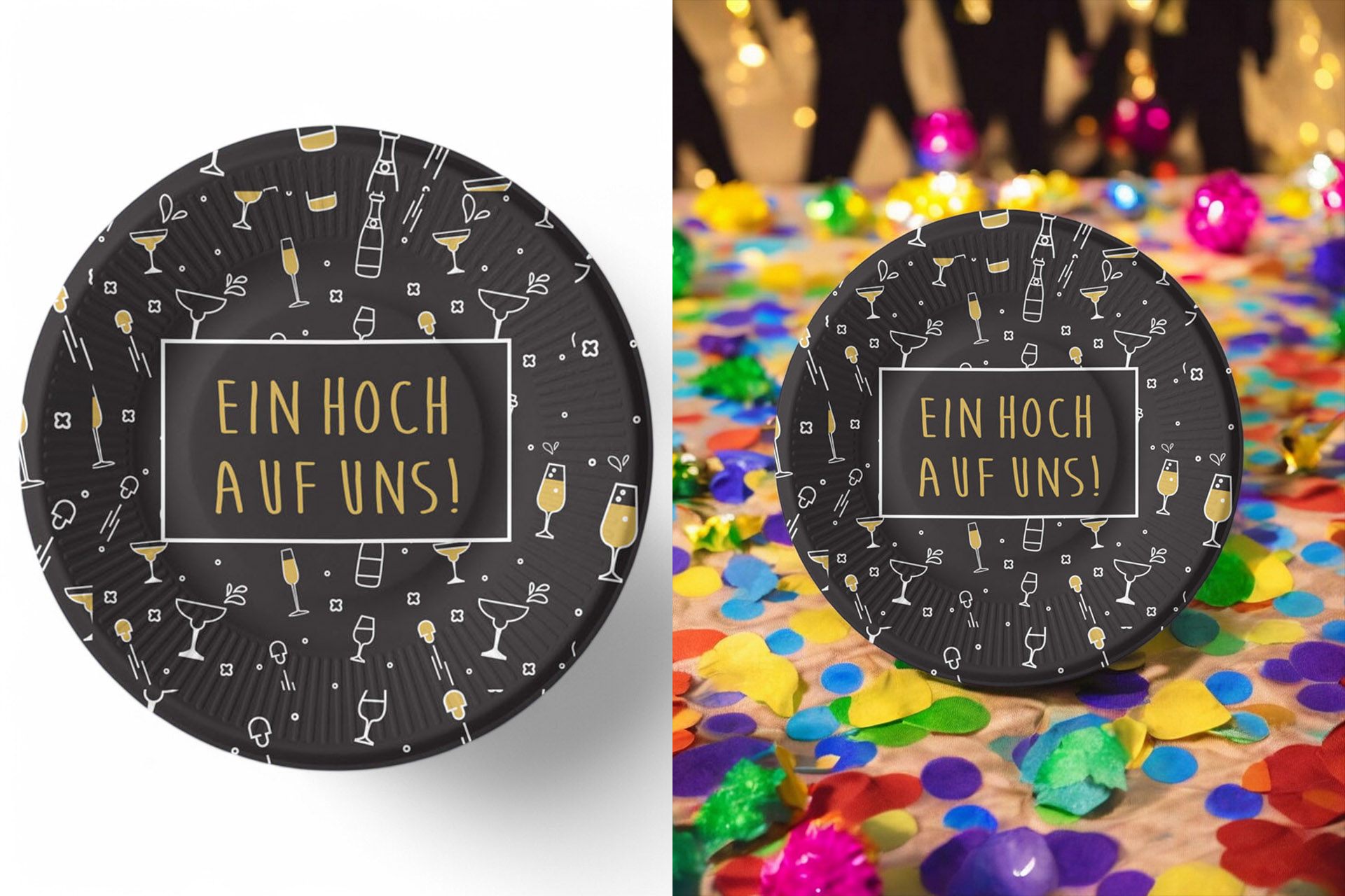 Pappteller "EIN HOCH AUF UNS!", Ø 23cm, 6er Set