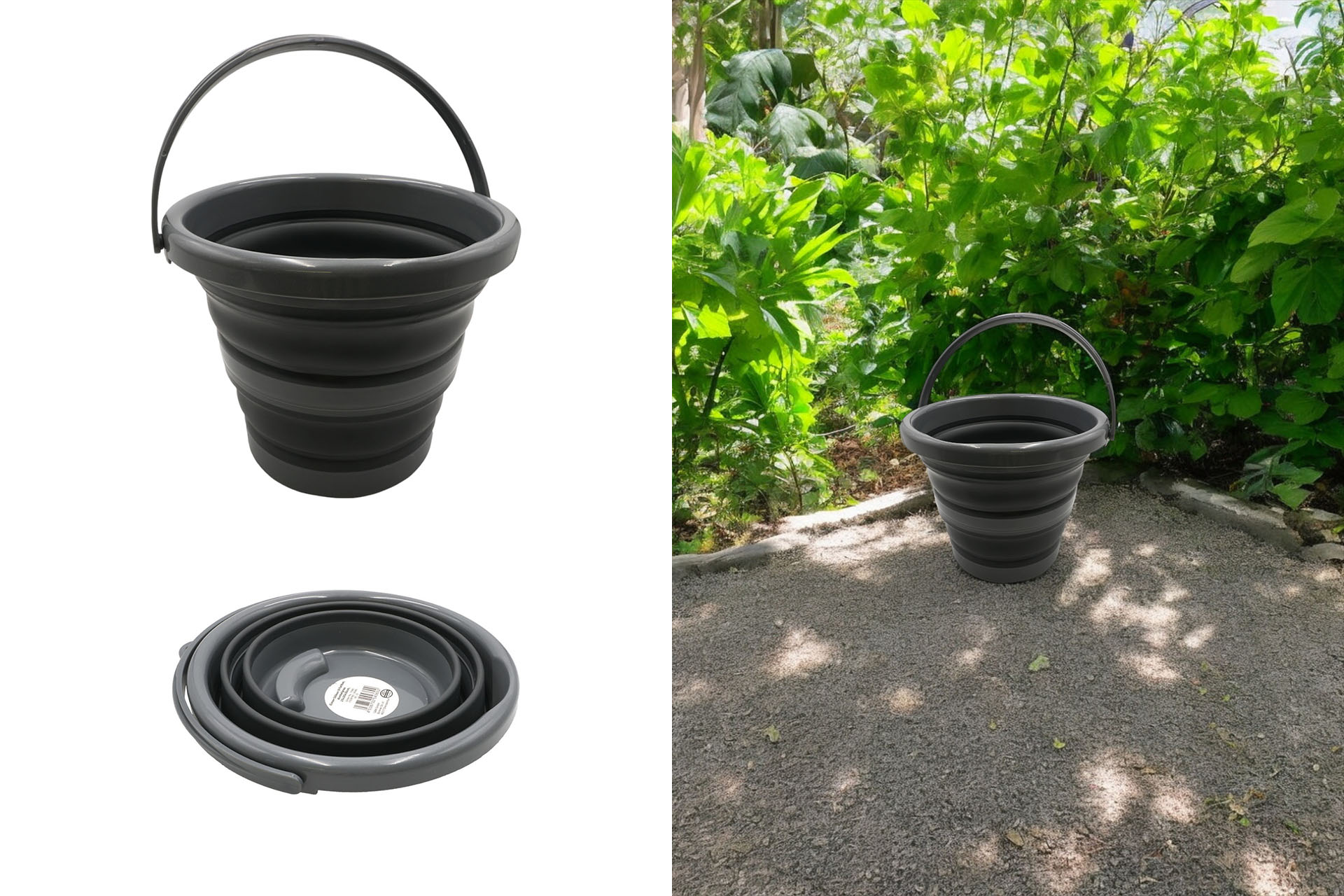 Eimer Silikon 5l faltbar, 25x20x20cm, dunkelgrau