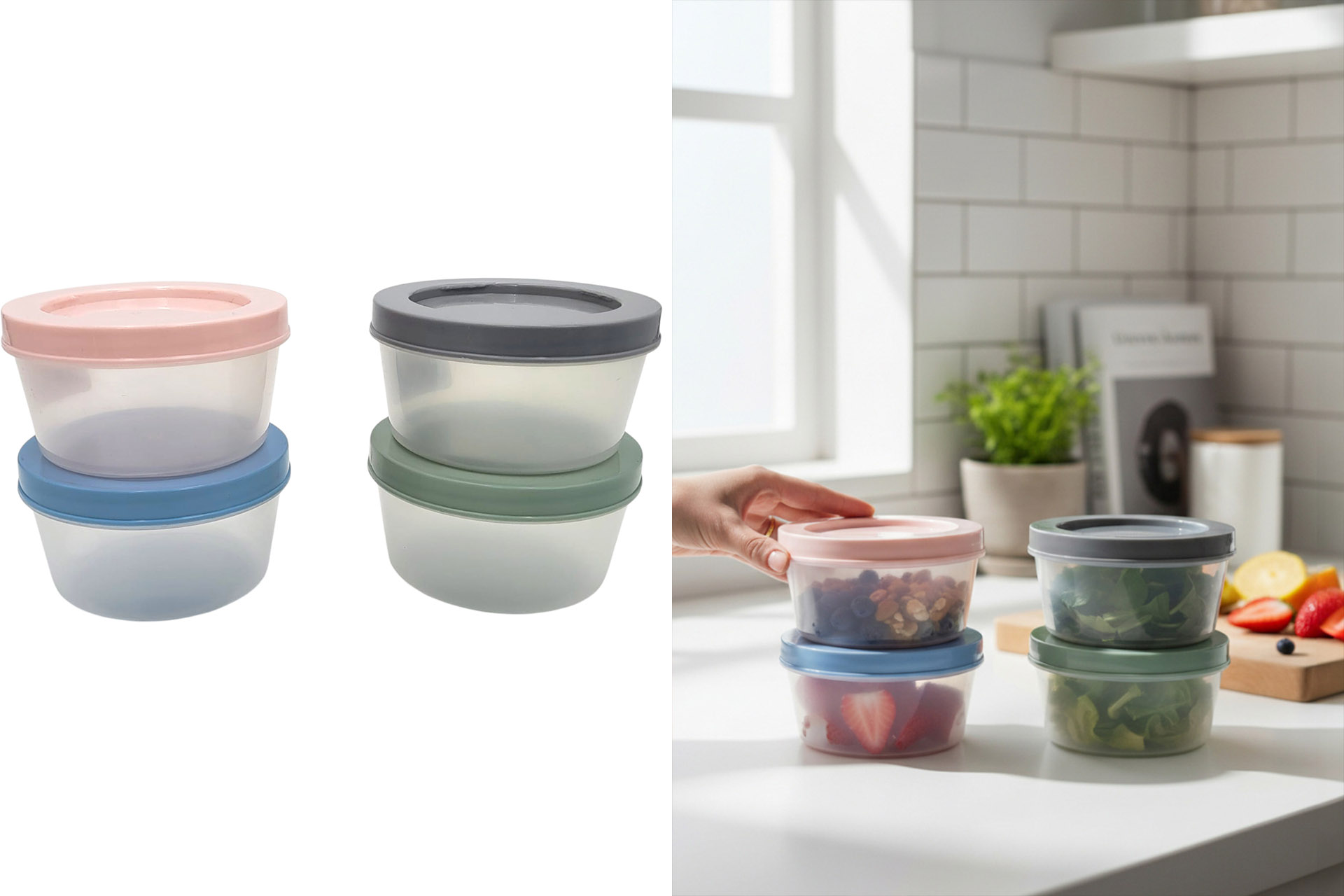 Vorratsdose 180ml, 2er Set, 9x5,5x7,5cm, 4 Farben