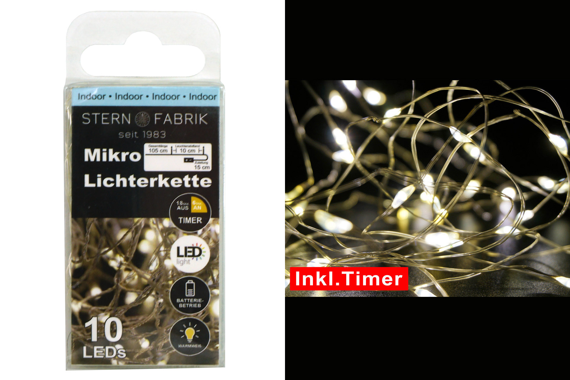 Lichterkette Basics LED Mikro mit Timer 10er
