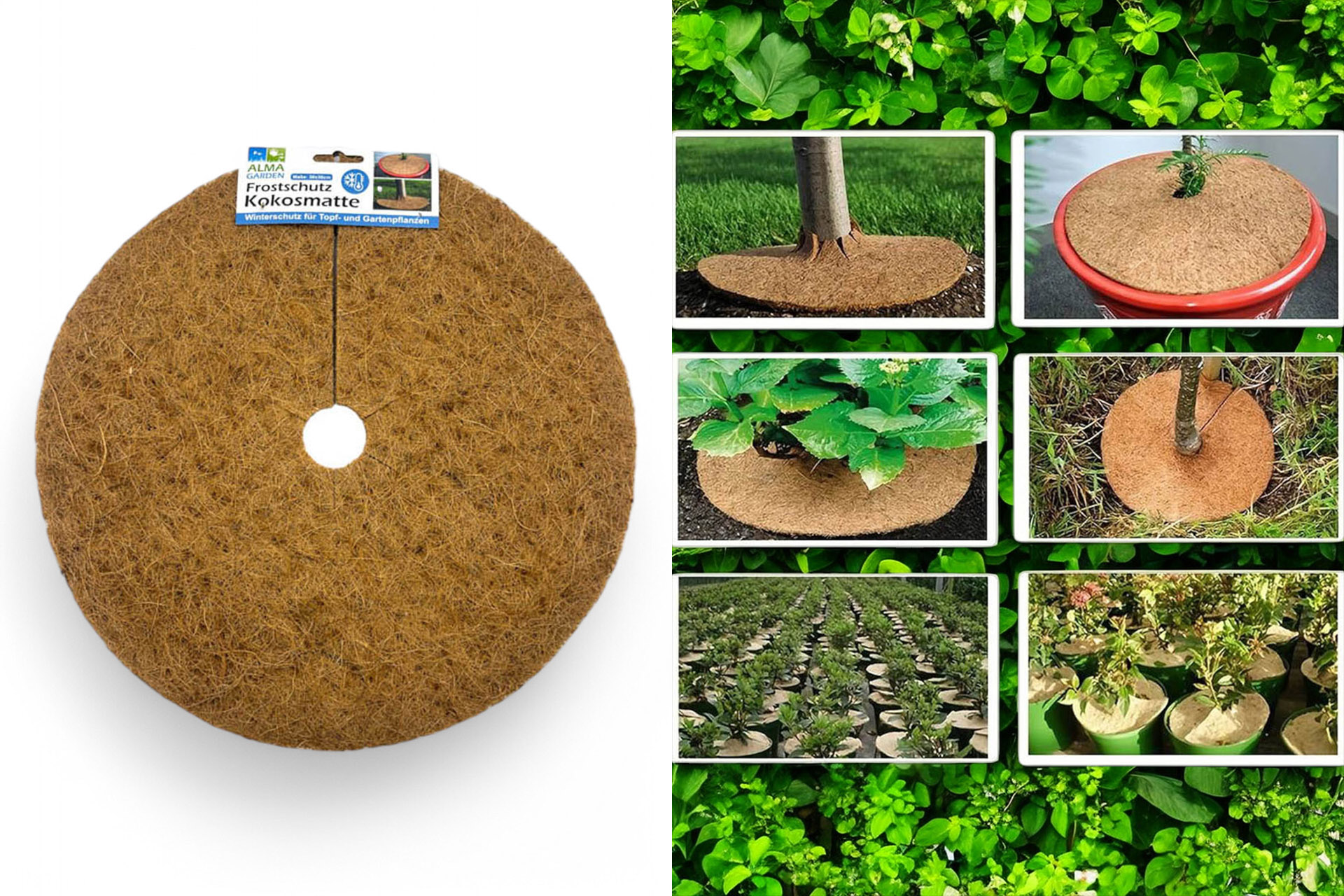 Kokosmatte Frostschutz "Rund" für Pflanzen, 38x38cm