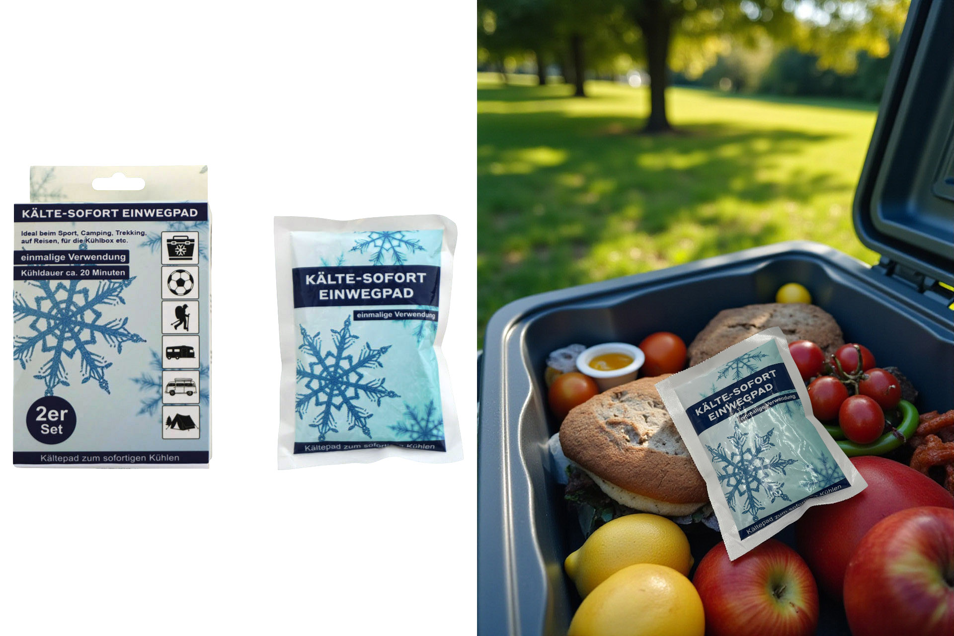 Sofort-Kälte-Pad, 2er Set, 15x11cm