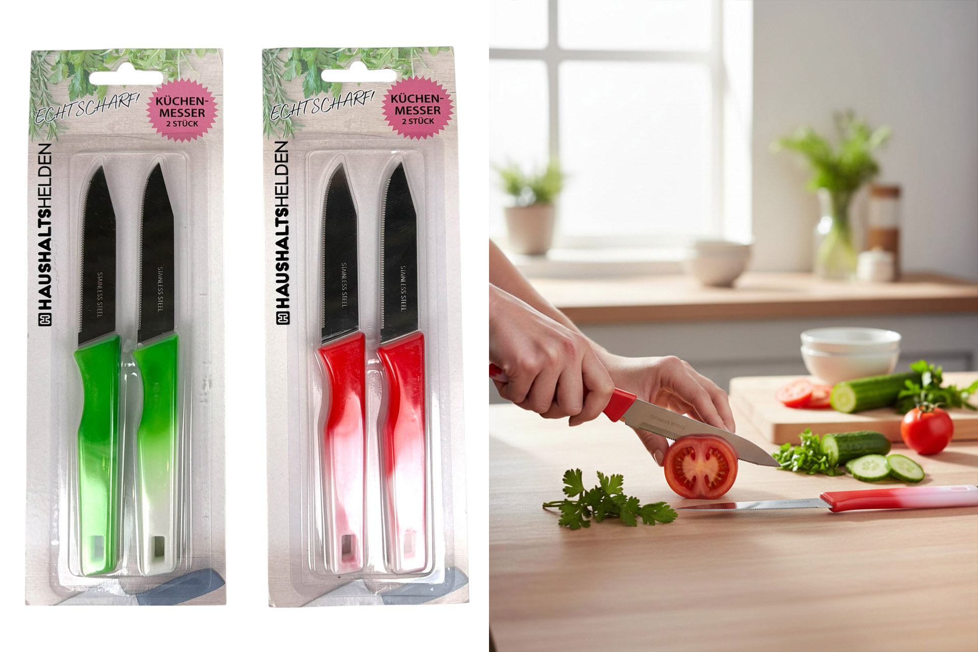 Küchenmesser farbig, 2er Set, 2 Farben